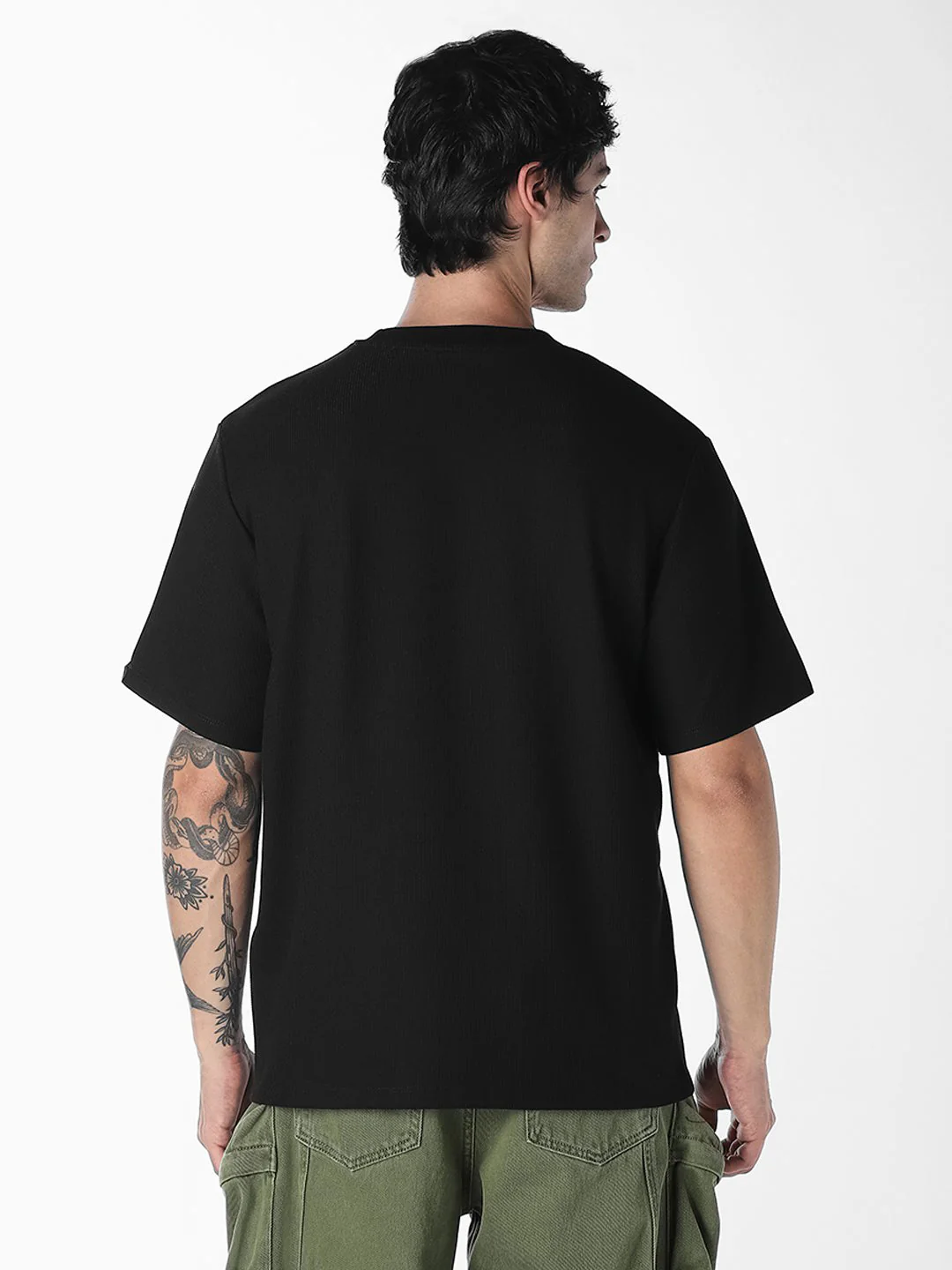 Black Chest Patch Crew Neck T-shirt - Image 4
