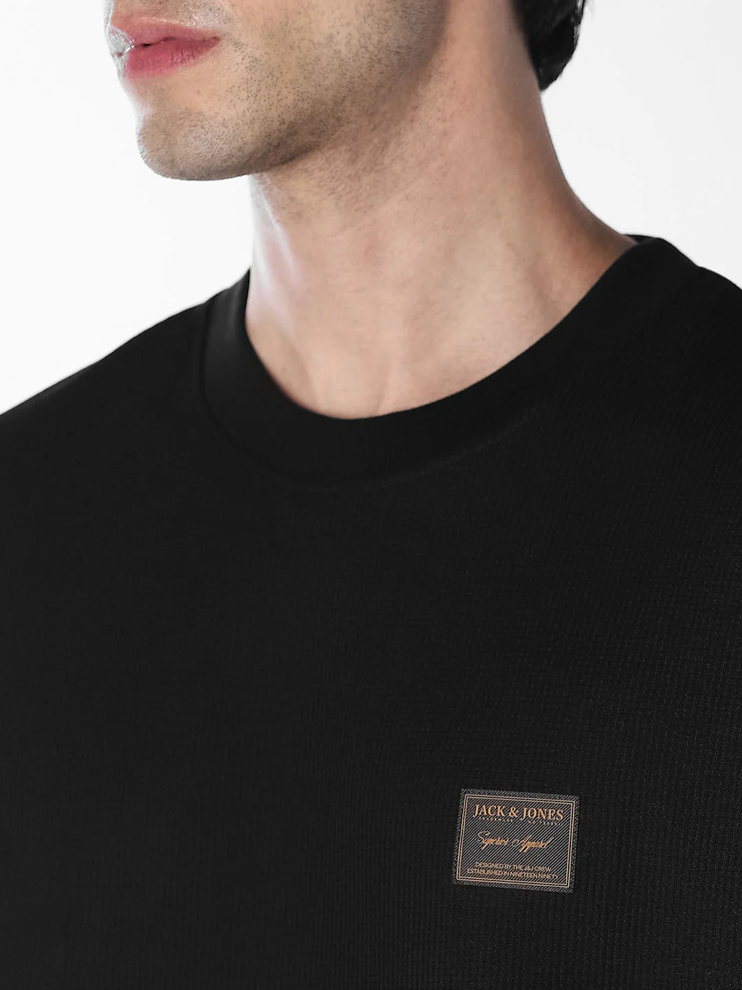 Black Chest Patch Crew Neck T-shirt - Image 5