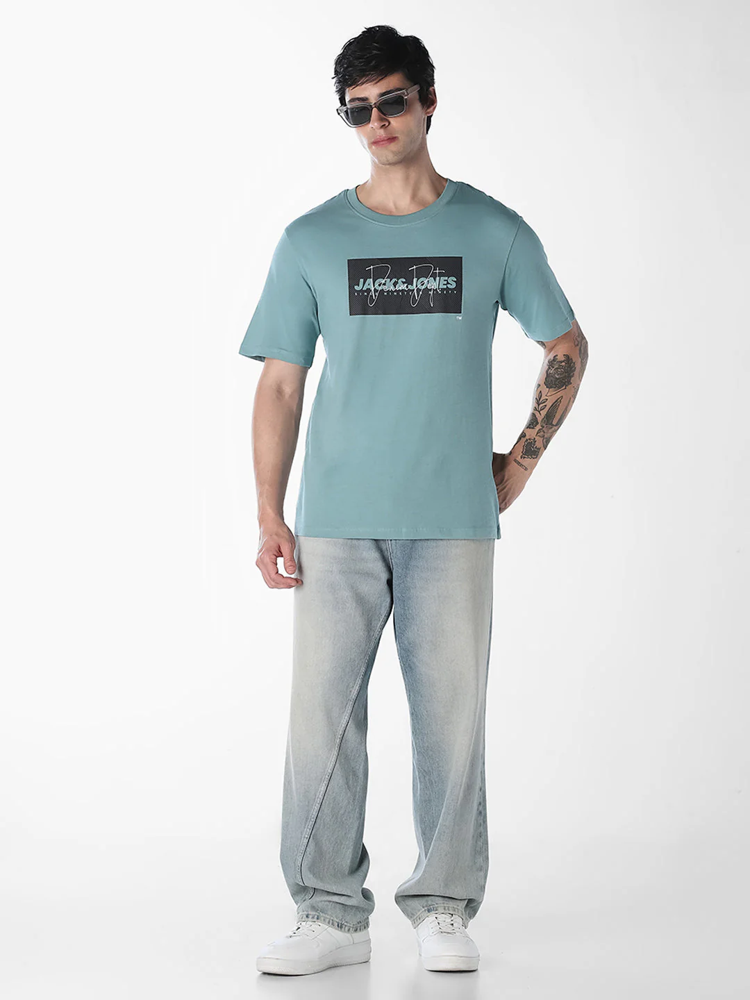 Blue Logo Print Cotton T-shirt - Image 6