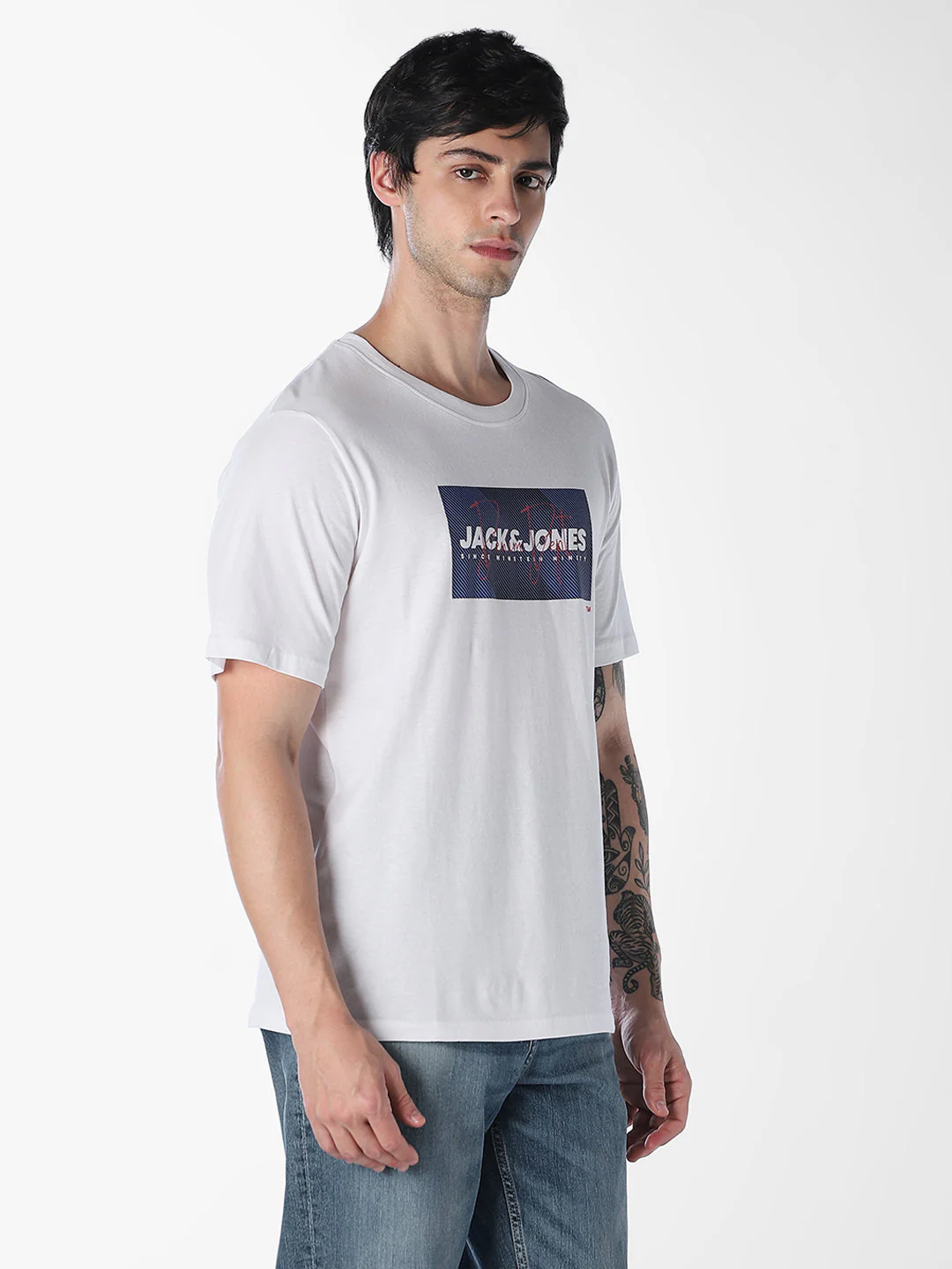 White Logo Print Cotton T-shirt - Image 3