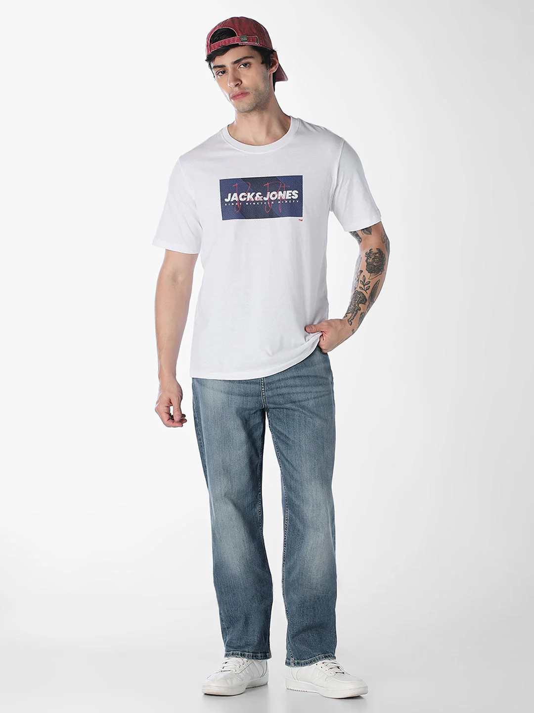 White Logo Print Cotton T-shirt - Image 6