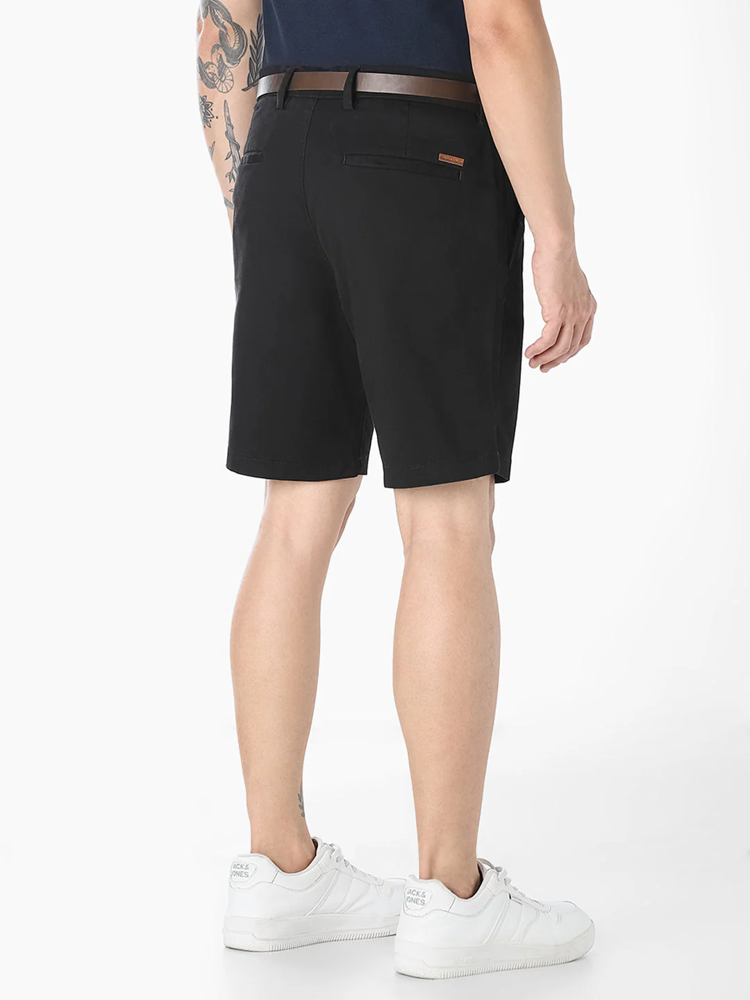 Black Belted Chino Shorts - Image 3