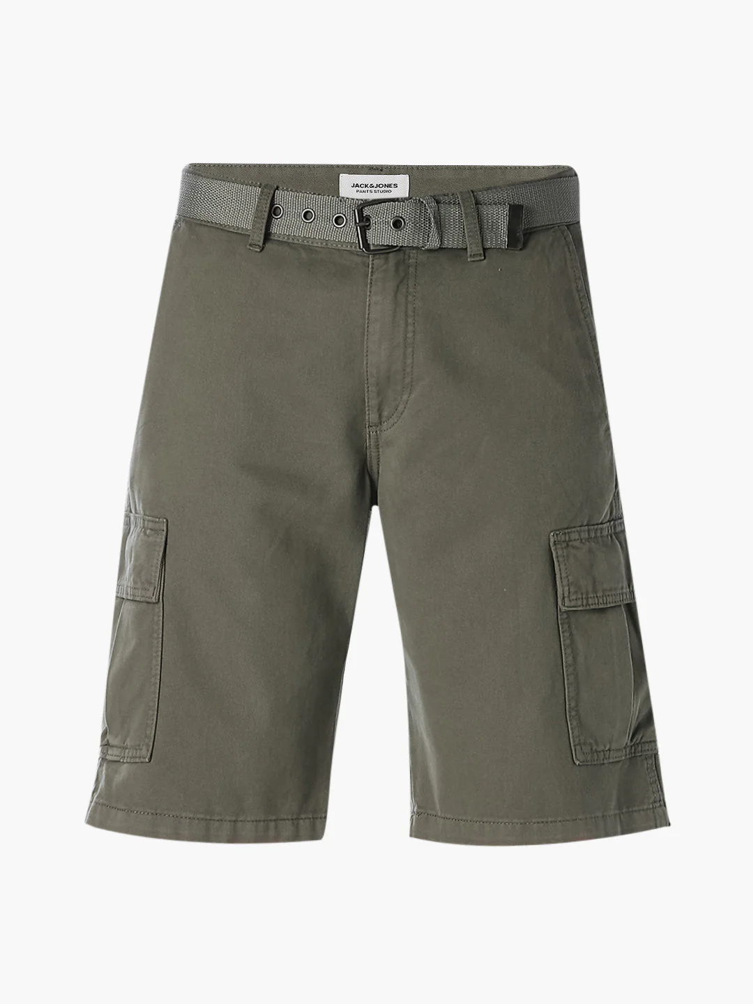 Olive Belted Cotton Cargo Shorts - Image 7
