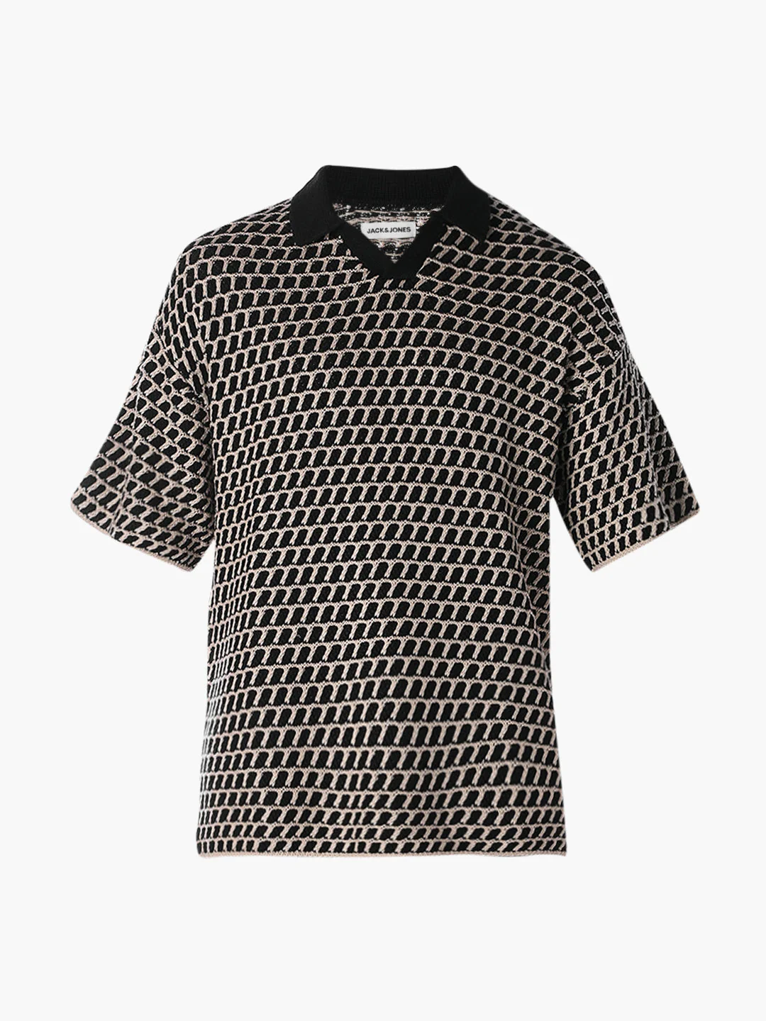Jacquard Knitted Split Neck Polo - Image 7