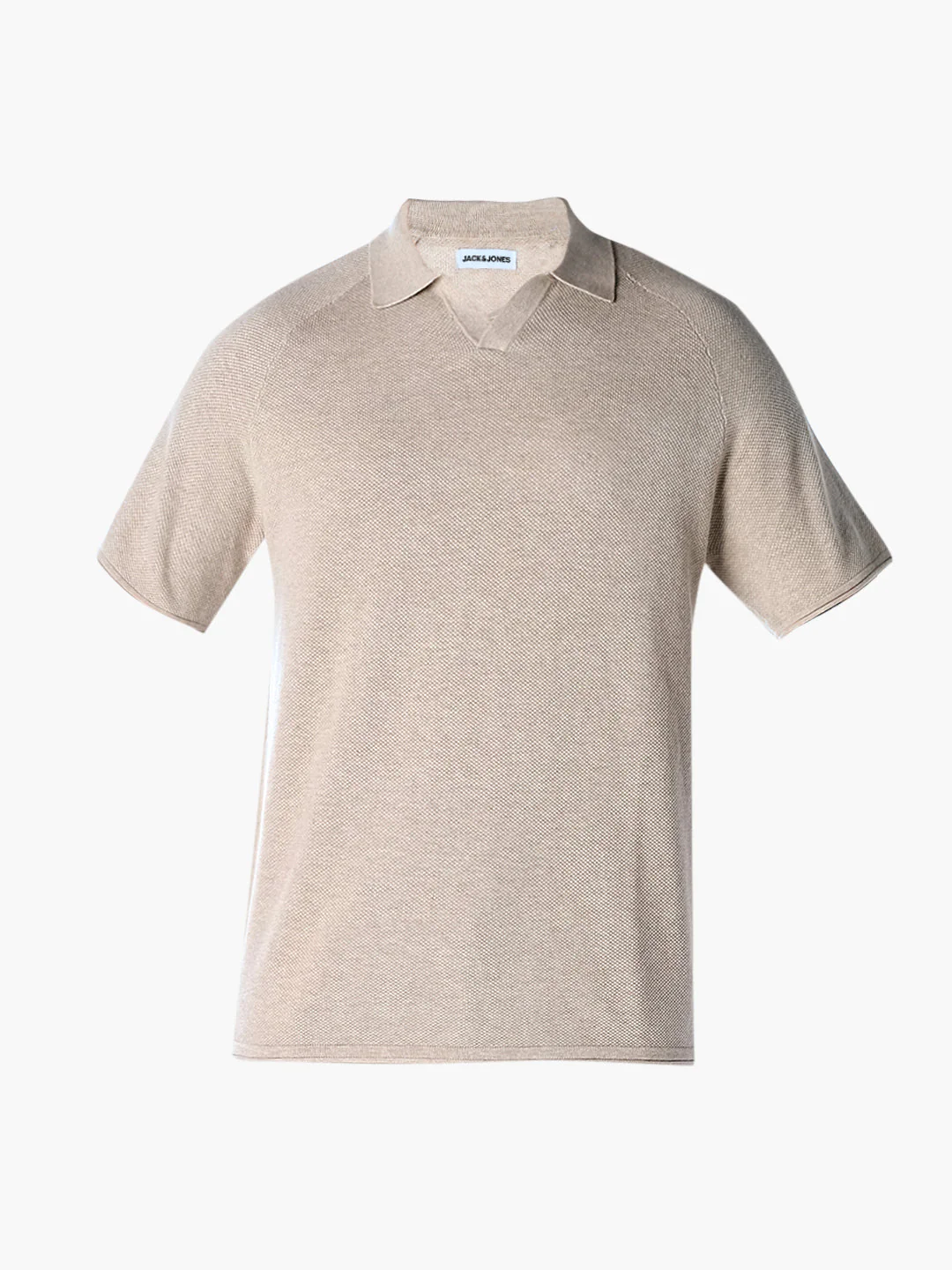 Beige Split Neck Knitted Polo - Image 7