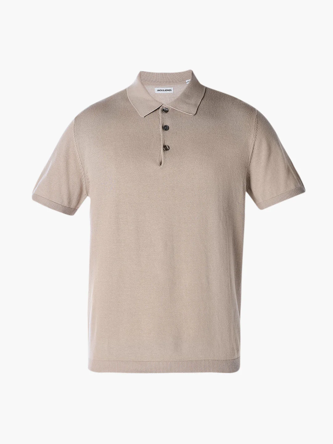 Beige Knitted Cotton Polo - Image 7