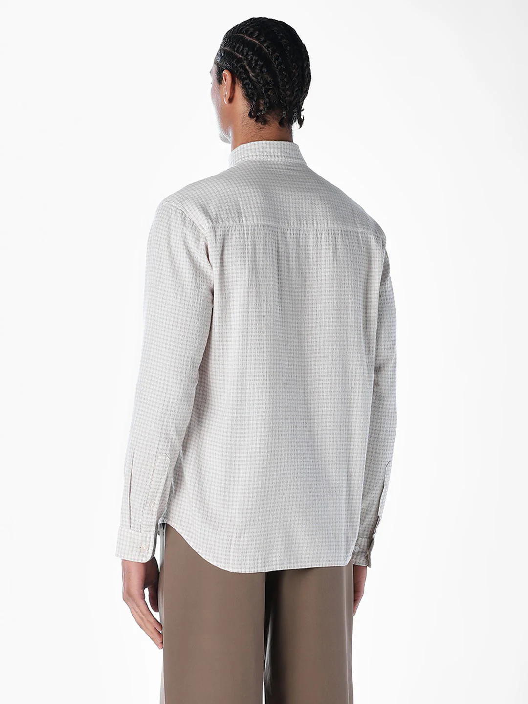 Light Brown Seersucker Check Shirt - Image 4