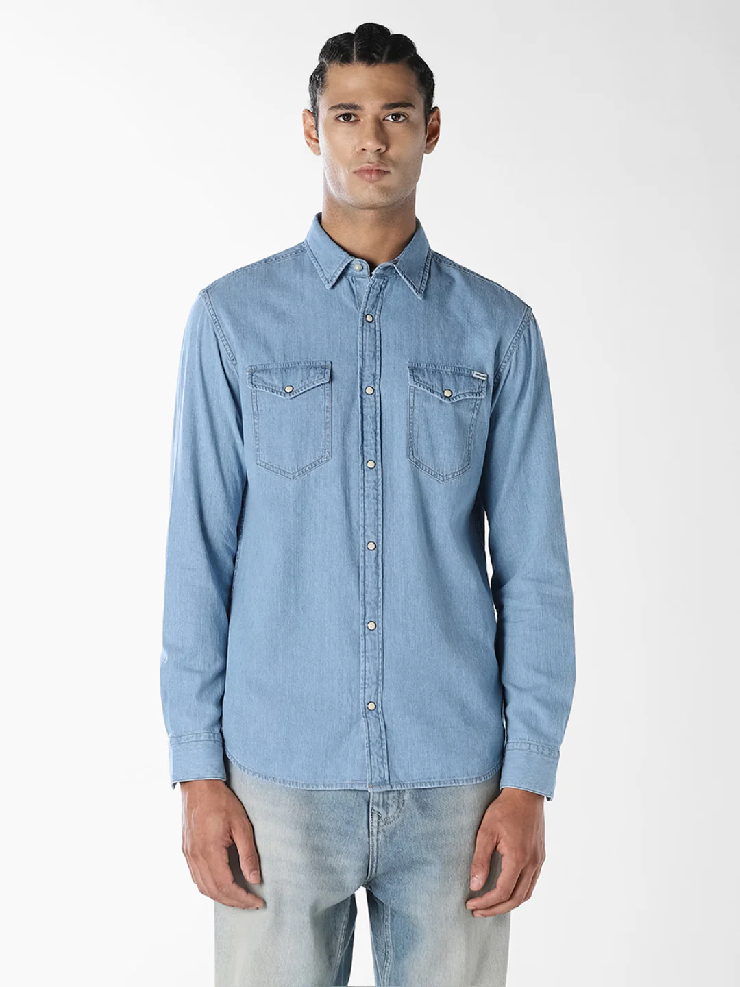 Blue Full Sleeves Denim Shirt - Image 2