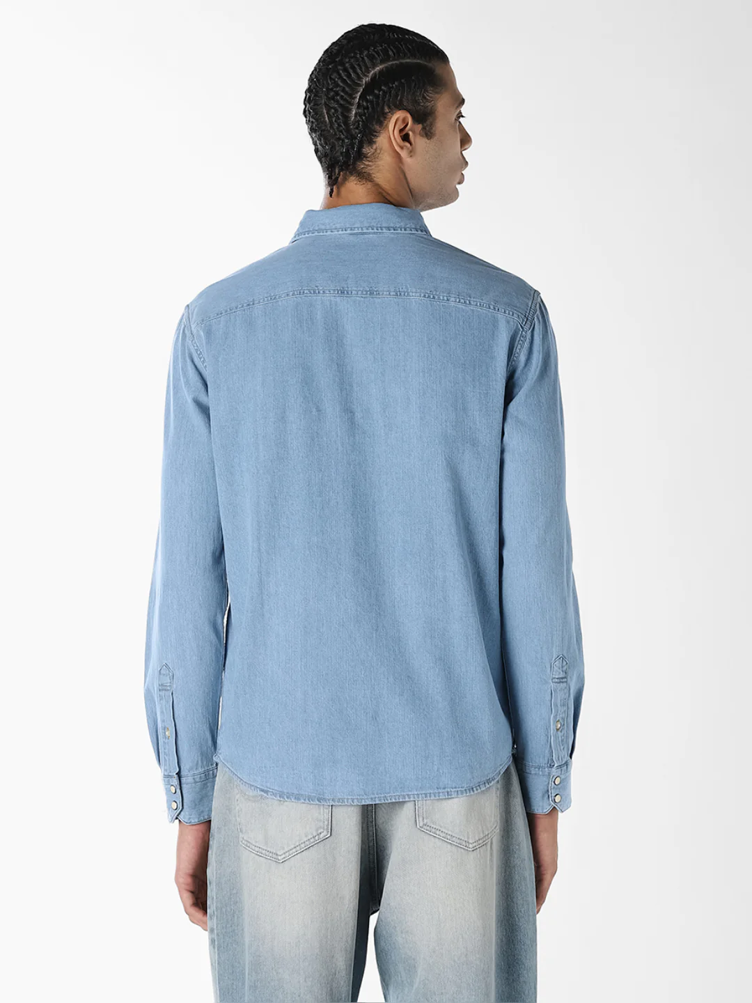 Blue Full Sleeves Denim Shirt - Image 4