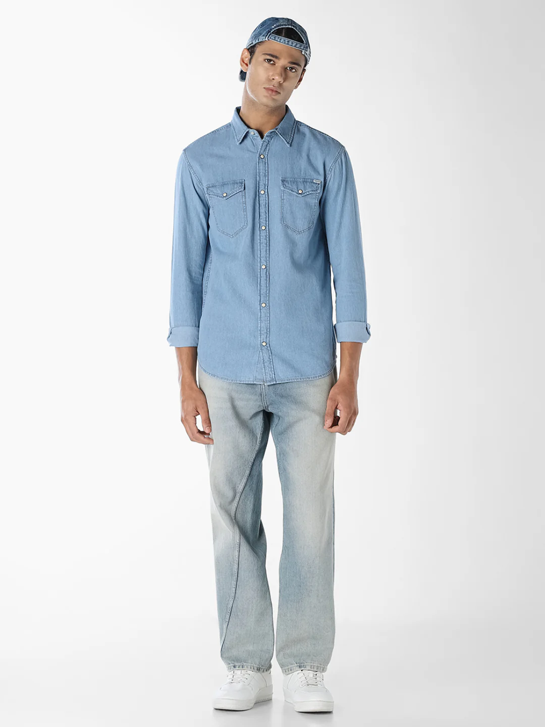 Blue Full Sleeves Denim Shirt - Image 6