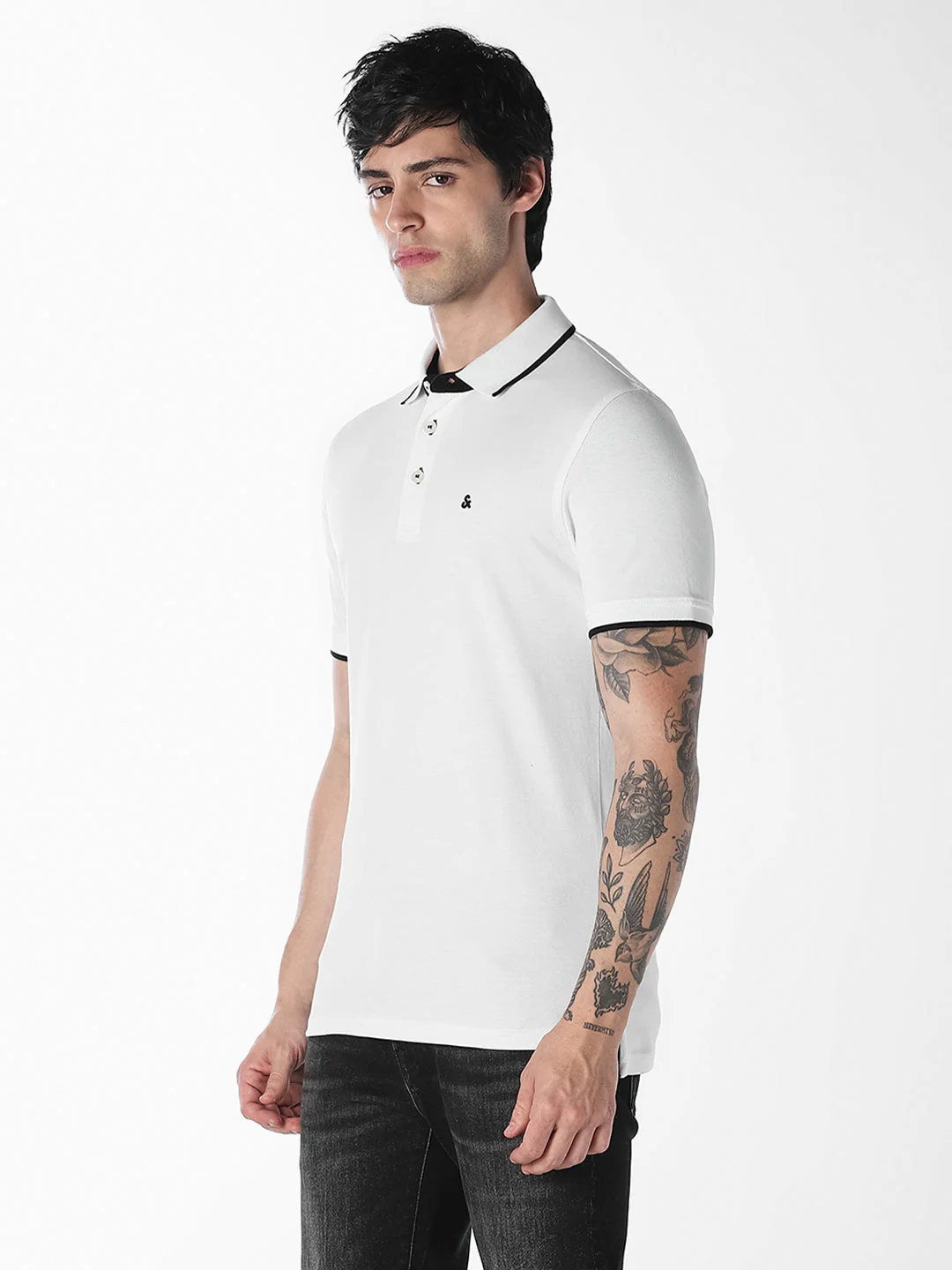 White Contrast Tipping Organic Cotton Polo - Image 3
