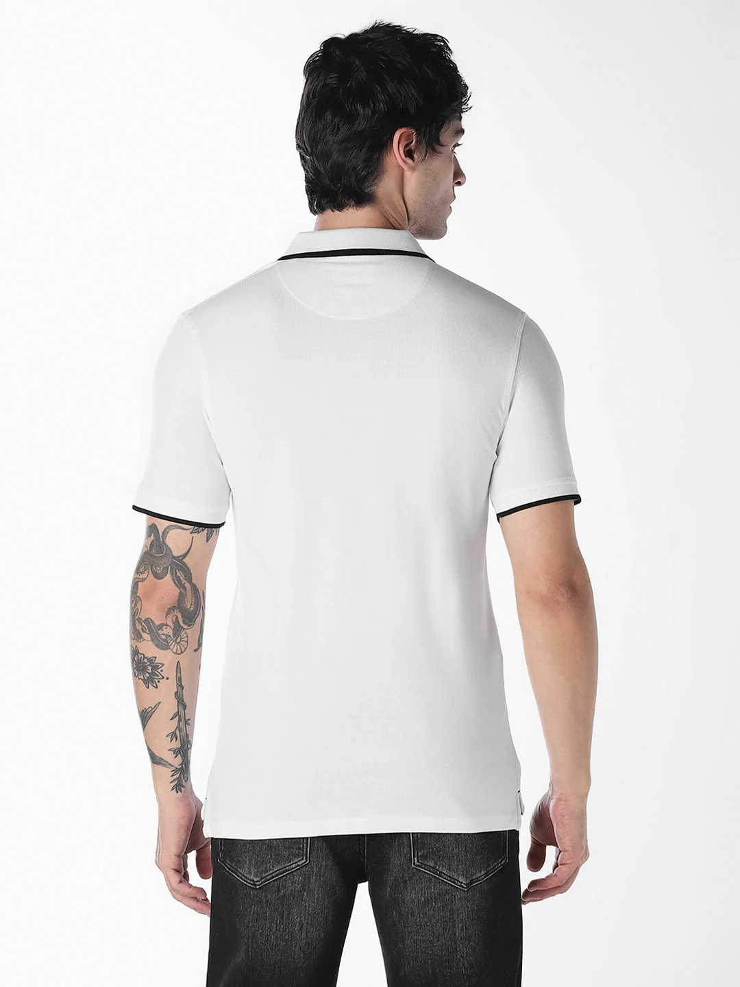 White Contrast Tipping Organic Cotton Polo - Image 4