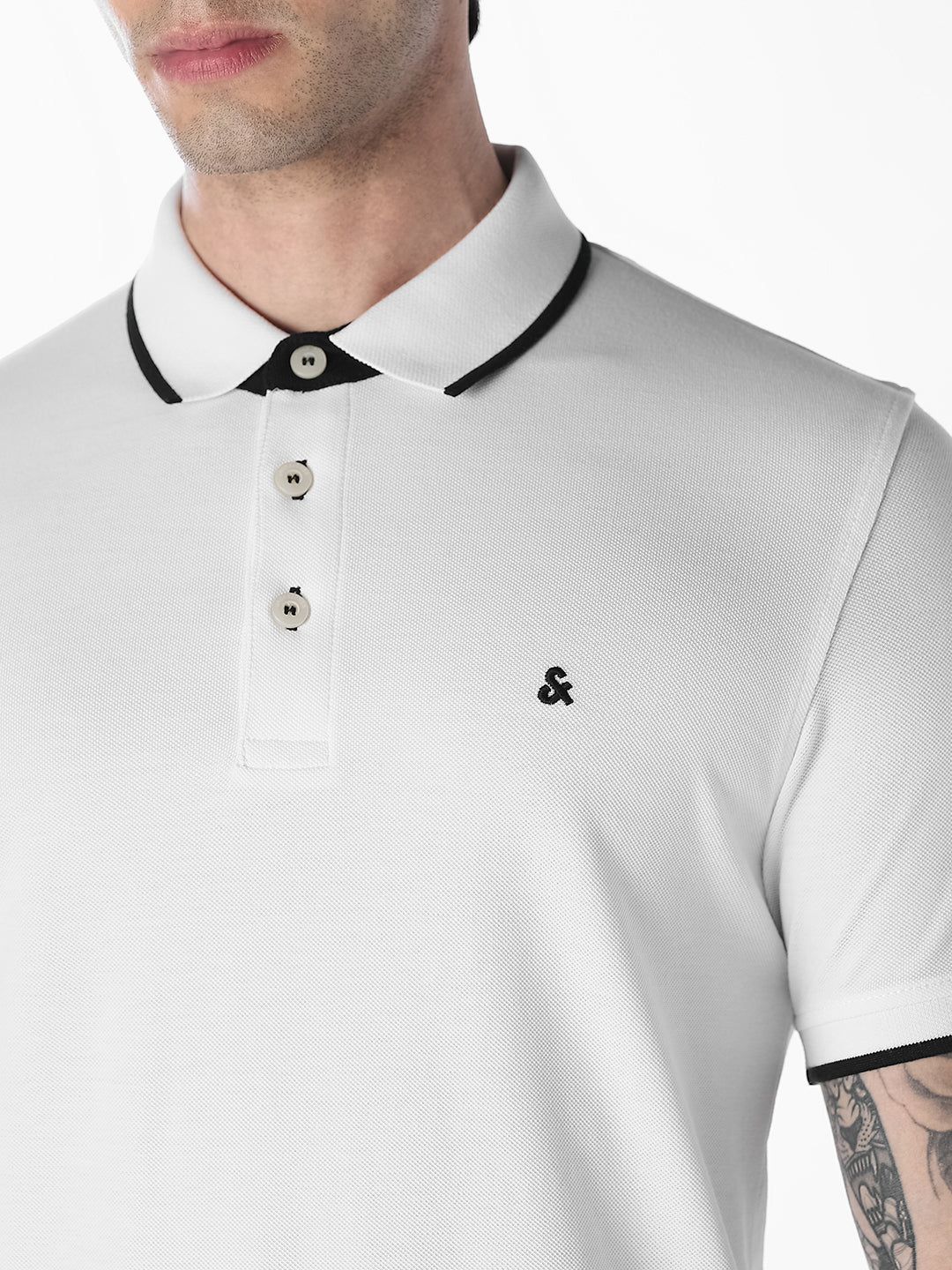 White Contrast Tipping Organic Cotton Polo - Image 5