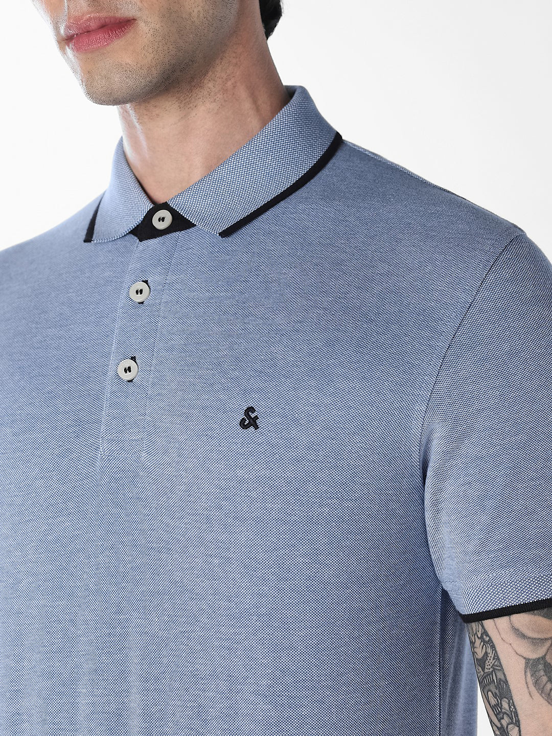 Men's Organic Cotton Slim Fit Polo T-Shirt - Bright Cobalt - Image 5