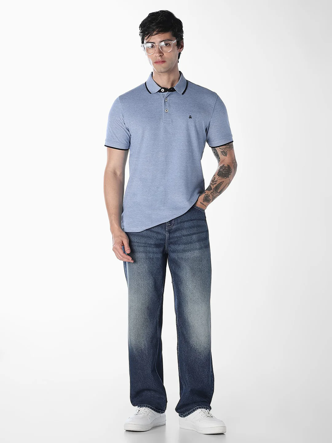 Men's Organic Cotton Slim Fit Polo T-Shirt - Bright Cobalt - Image 6