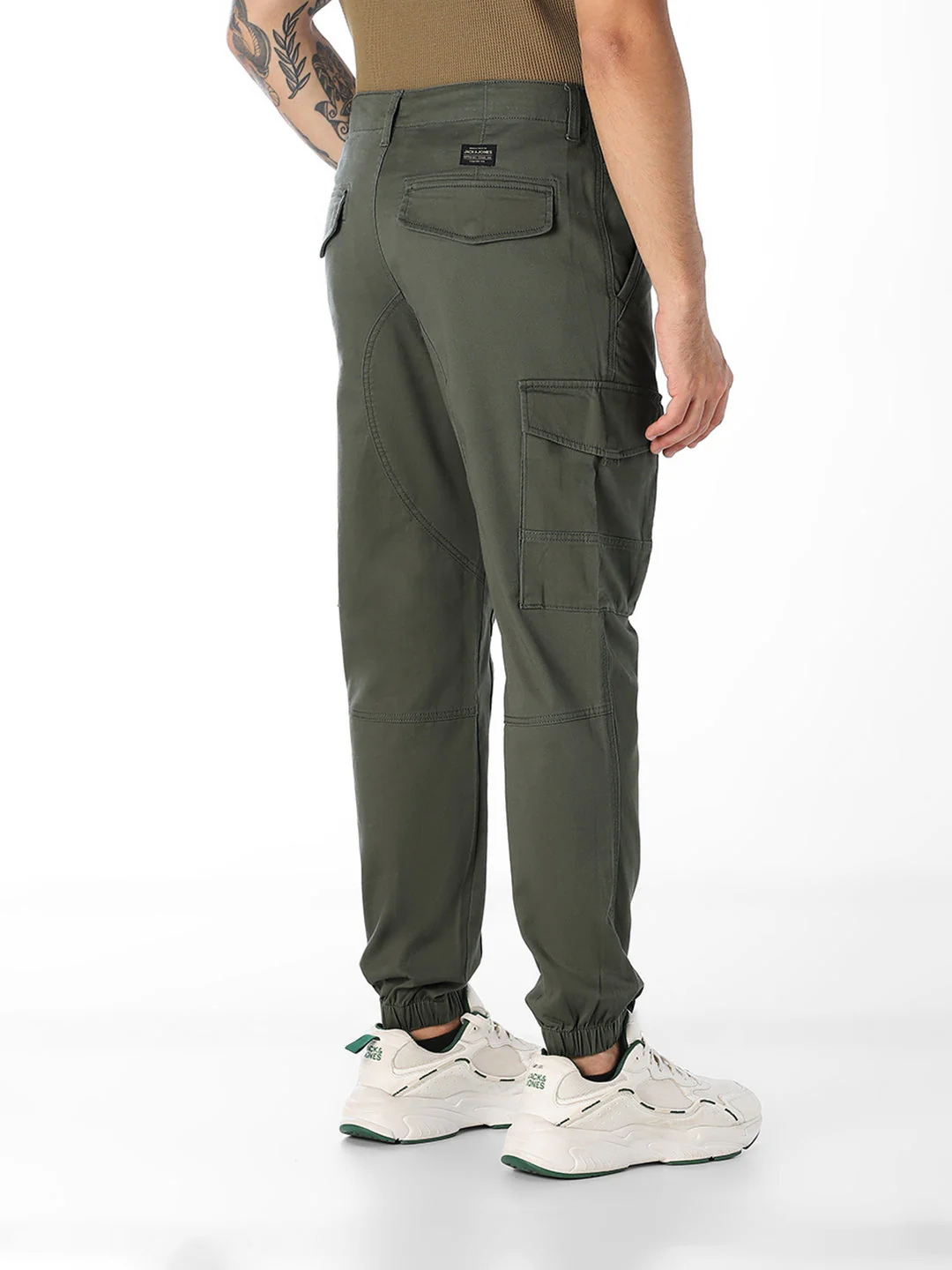 Olive Slim Fit Casual Cargos - Image 3