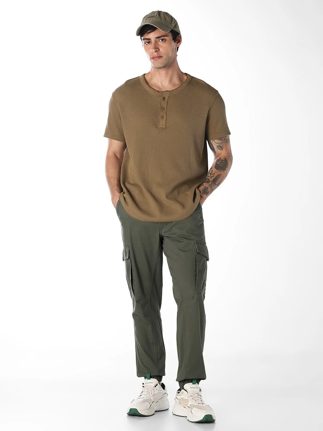 Olive Slim Fit Casual Cargos - Image 6