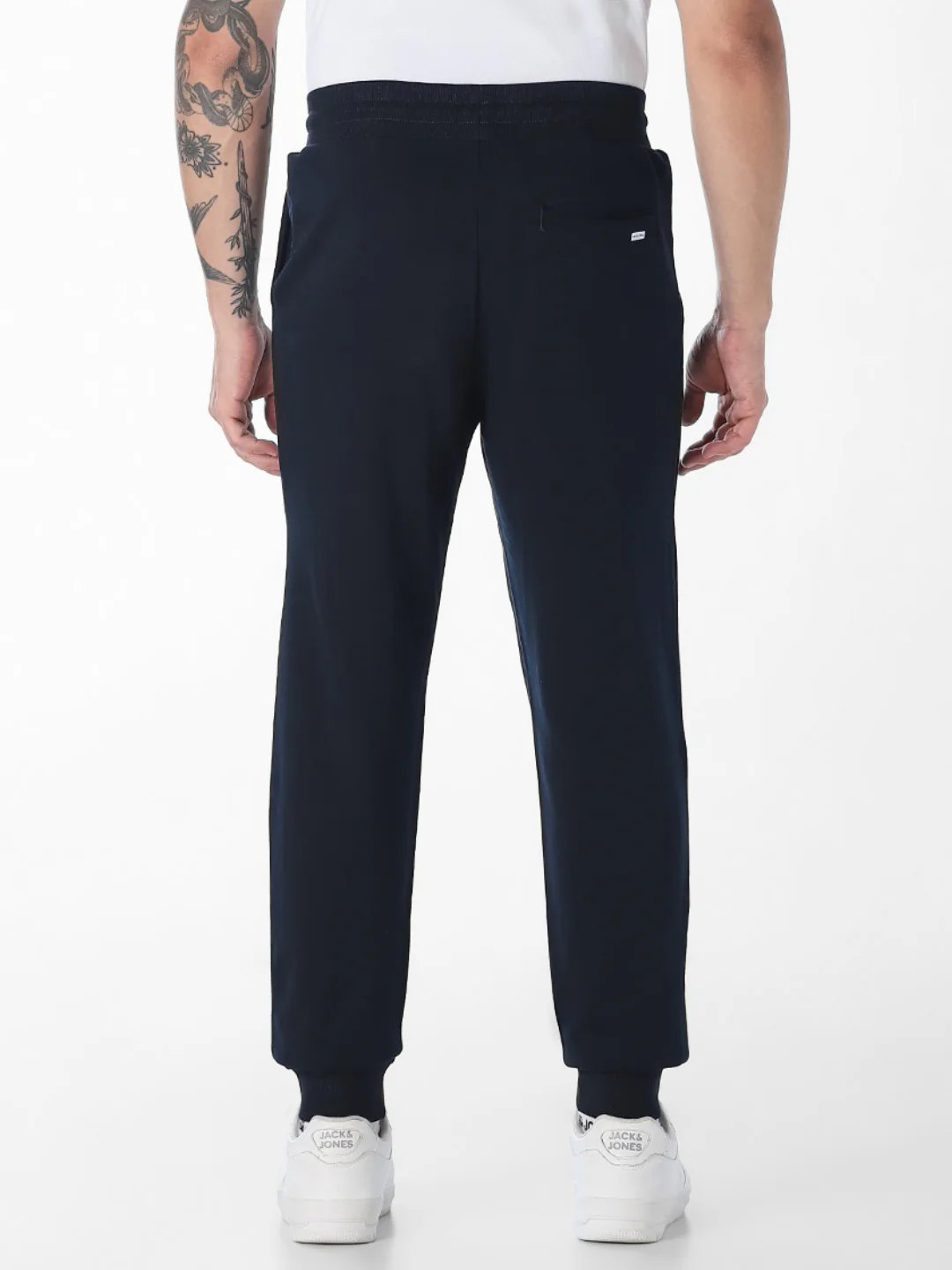 Men's Navy Blue Cotton Slim Fit Joggers With Drawstring Waist - Image 2