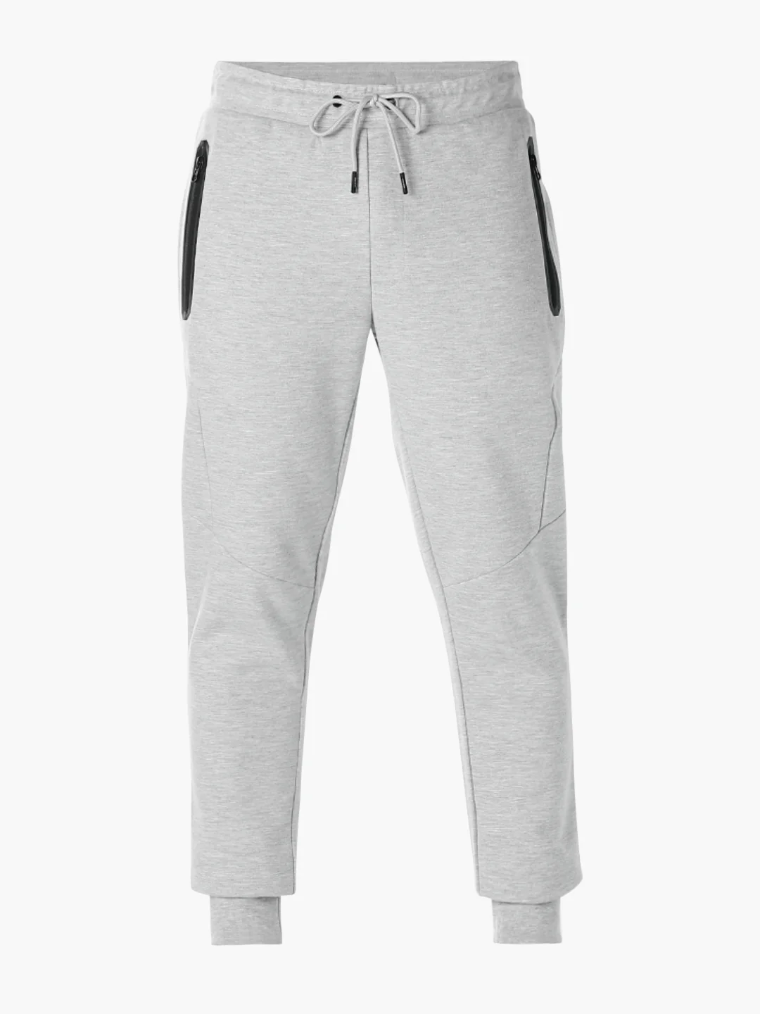 Men's Grey Melange Slim Fit Joggers With Zip Pockets - Image 6