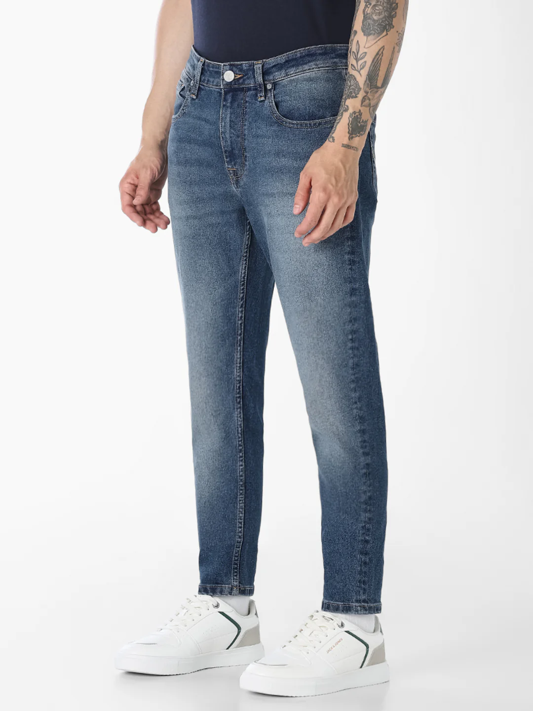 Men's Medium Blue Denim Tapered Fit Jeans - Image 3