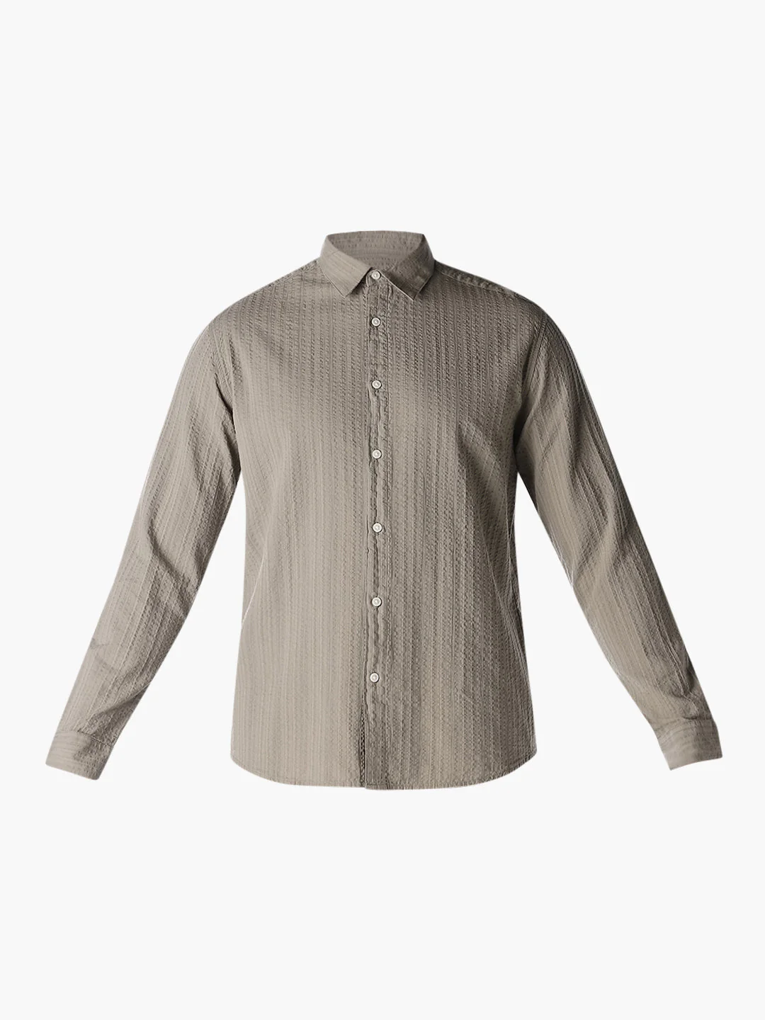 Greige Dobby Cotton Shirt - Image 7
