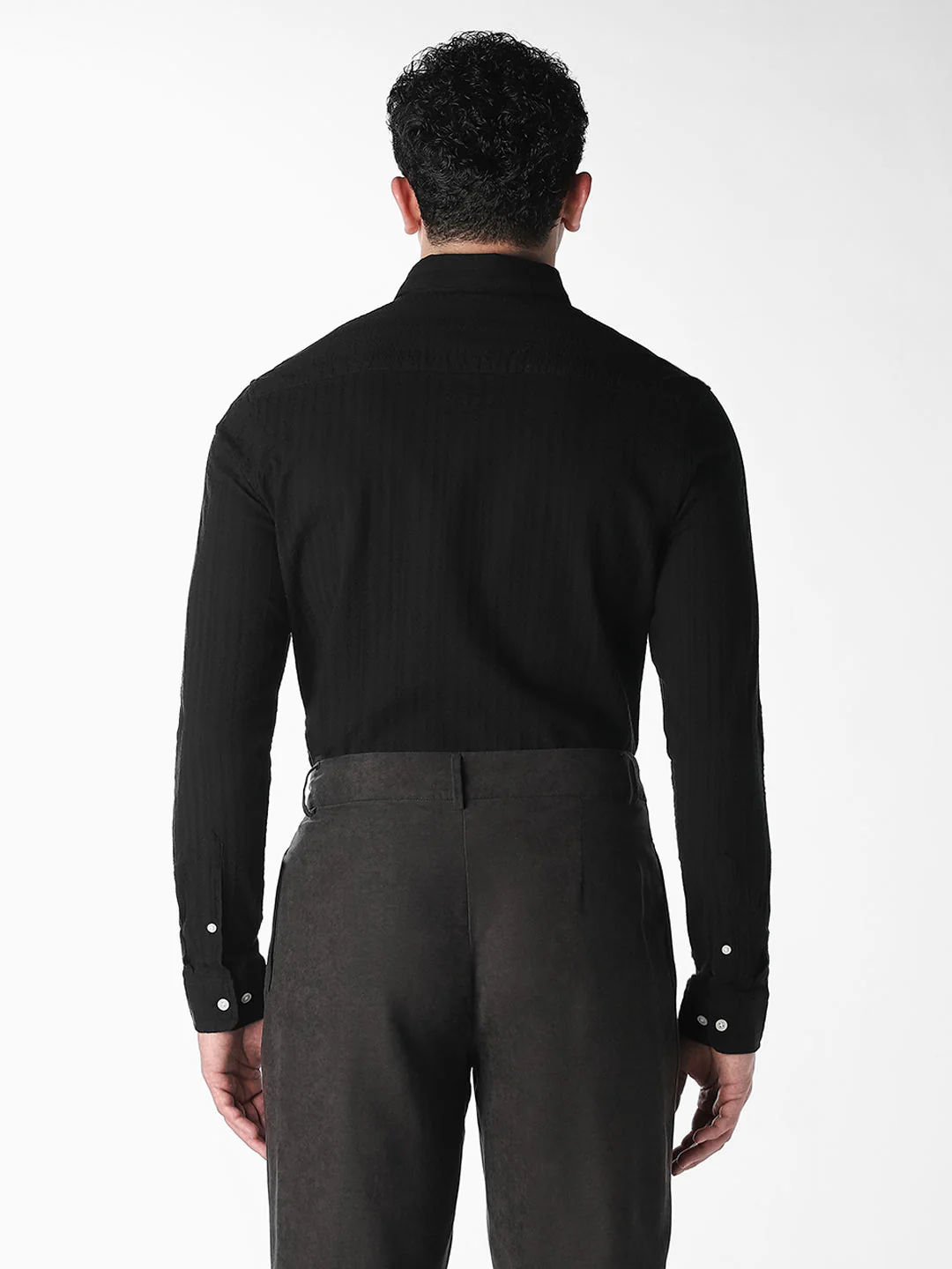 Black Dobby Cotton Shirt - Image 4