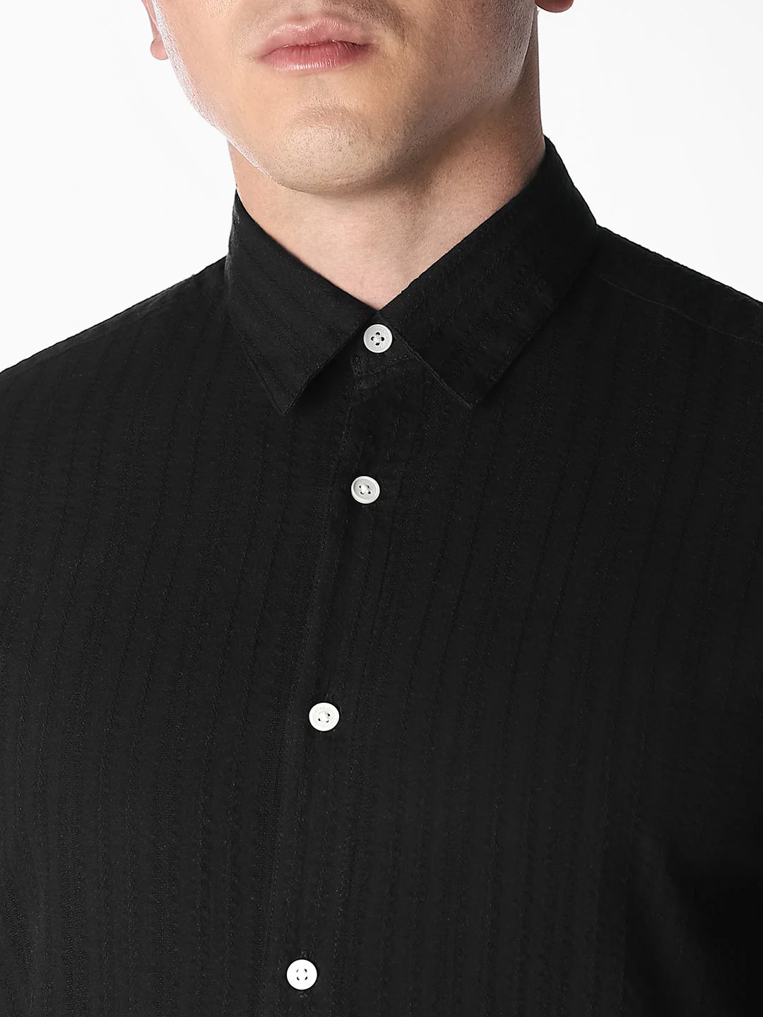 Black Dobby Cotton Shirt - Image 5