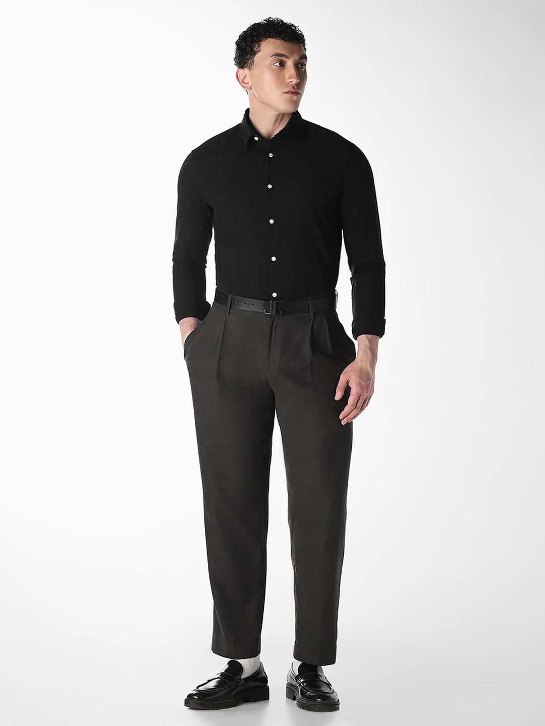 Black Dobby Cotton Shirt - Image 6