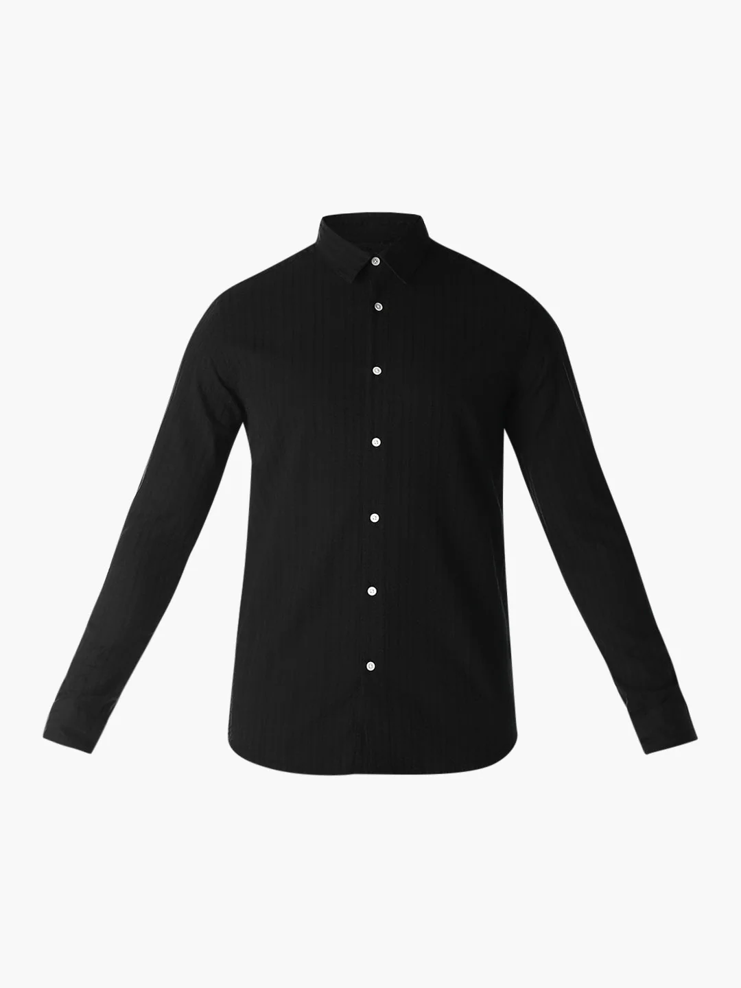 Black Dobby Cotton Shirt - Image 7