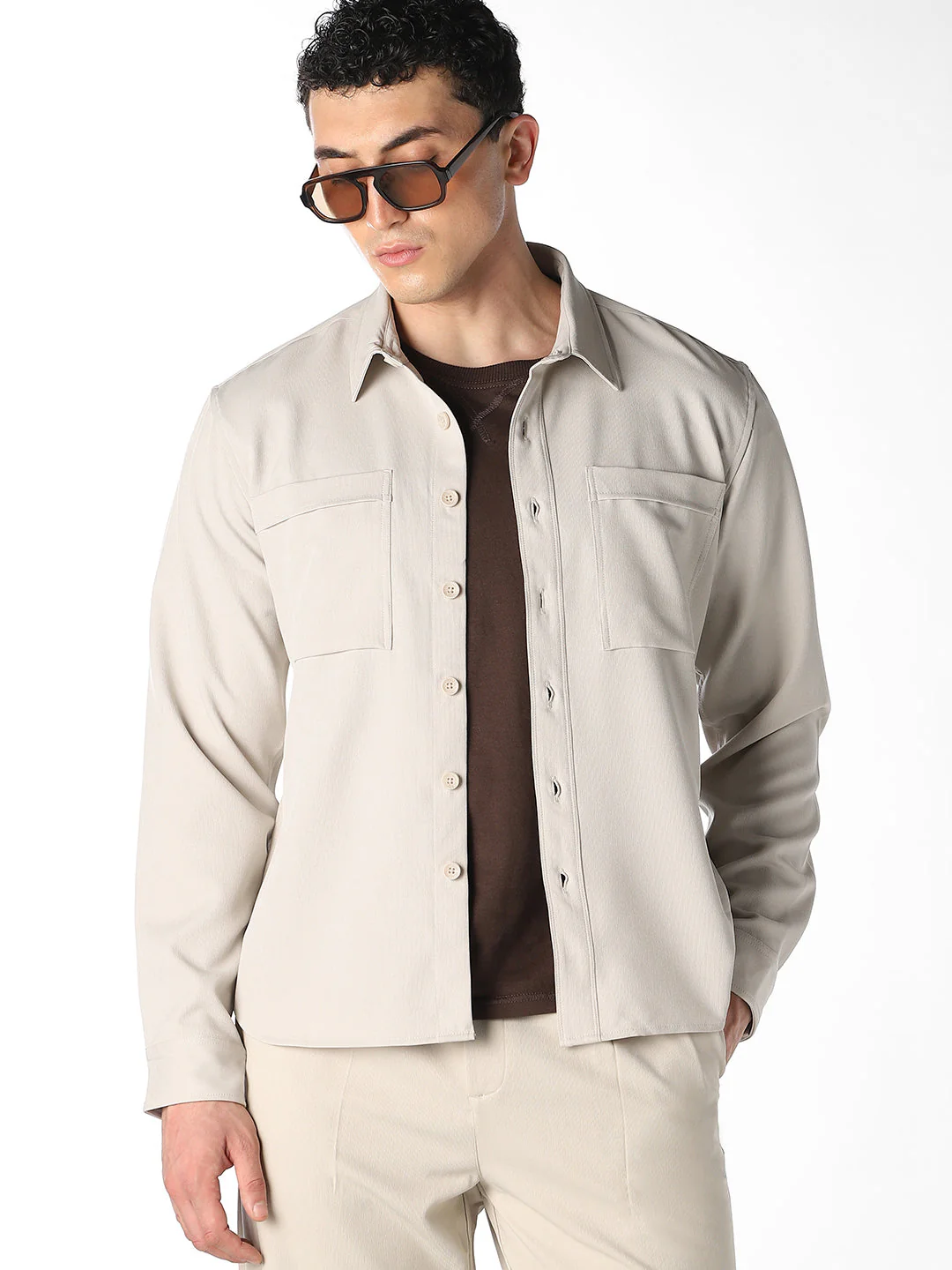 Dual Check Pocket Oversized Shirt