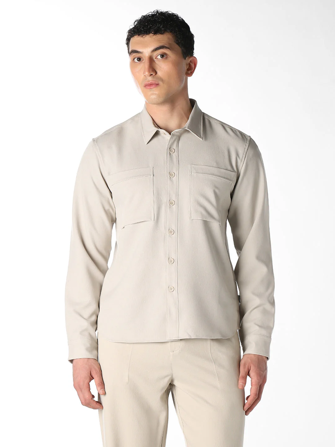Dual Check Pocket Oversized Shirt - Image 2