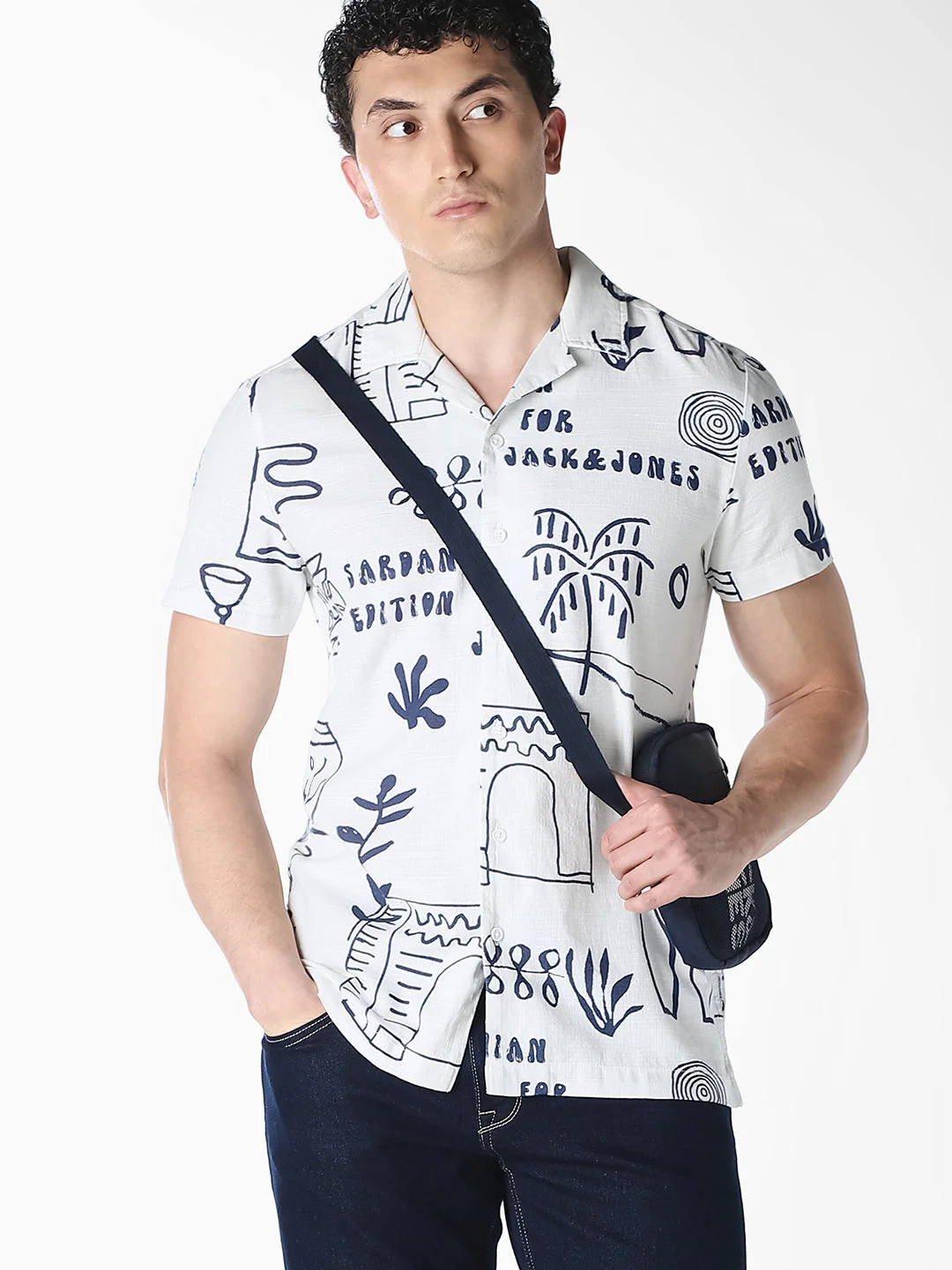 White Printed Comfort Fit Shirt