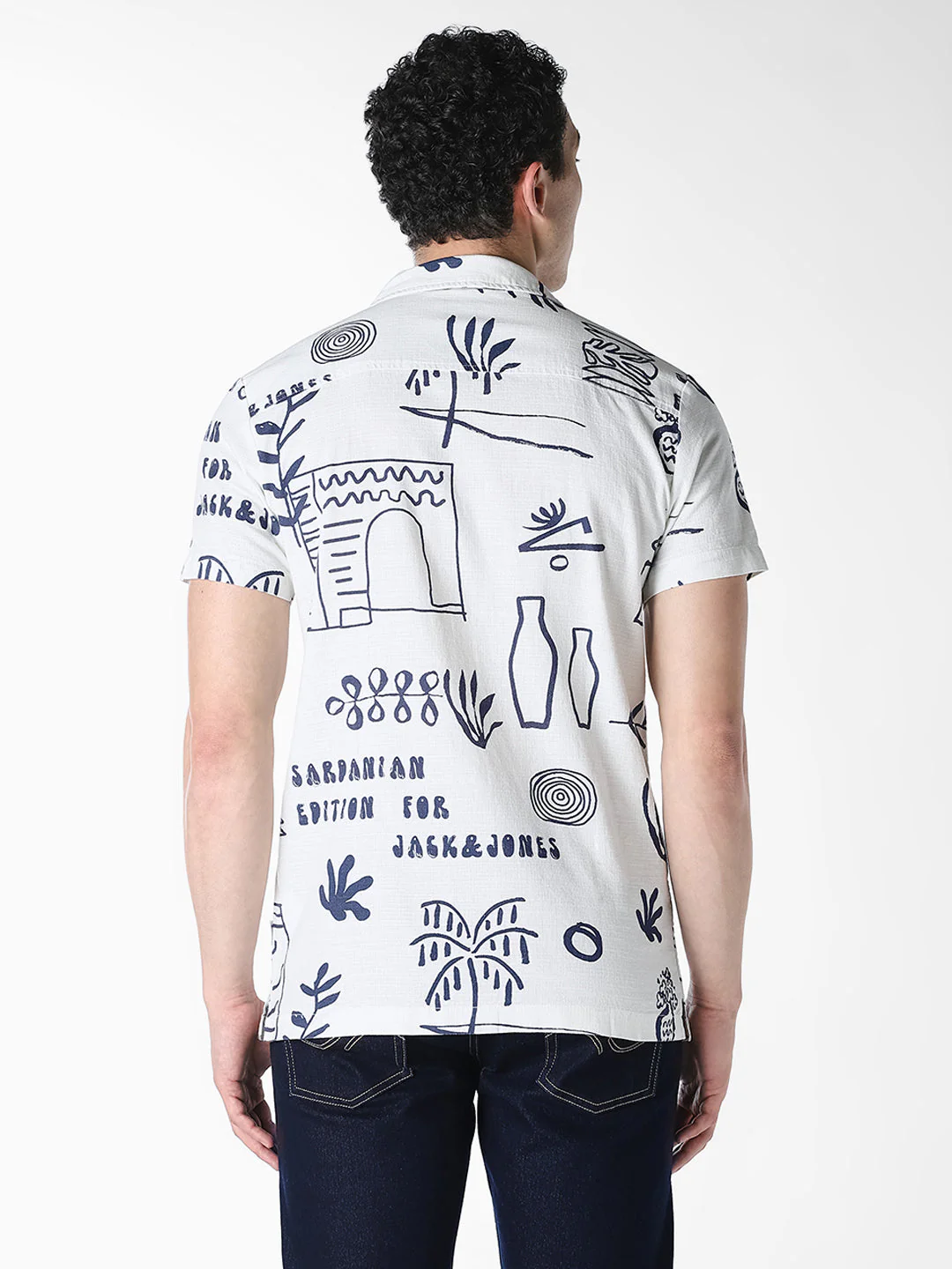 White Printed Comfort Fit Shirt - Image 4