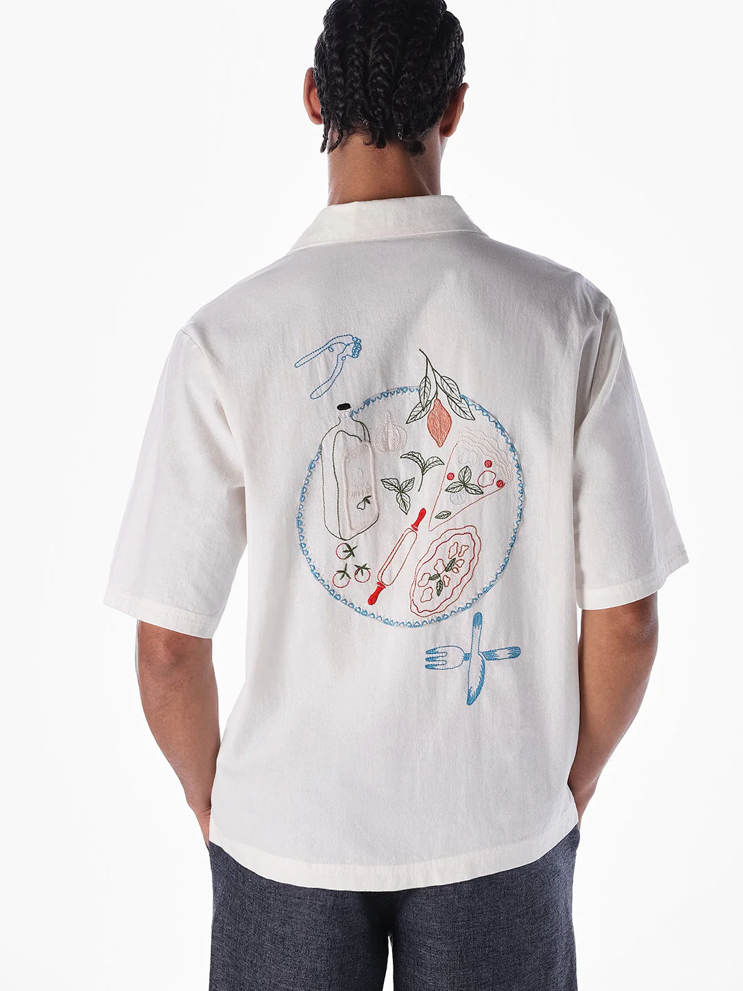 White Embroidered Oversized Shirt