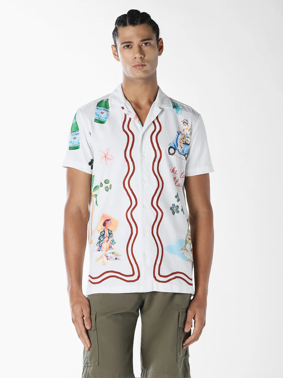 White Printed Comfort Fit Shirt - Image 2