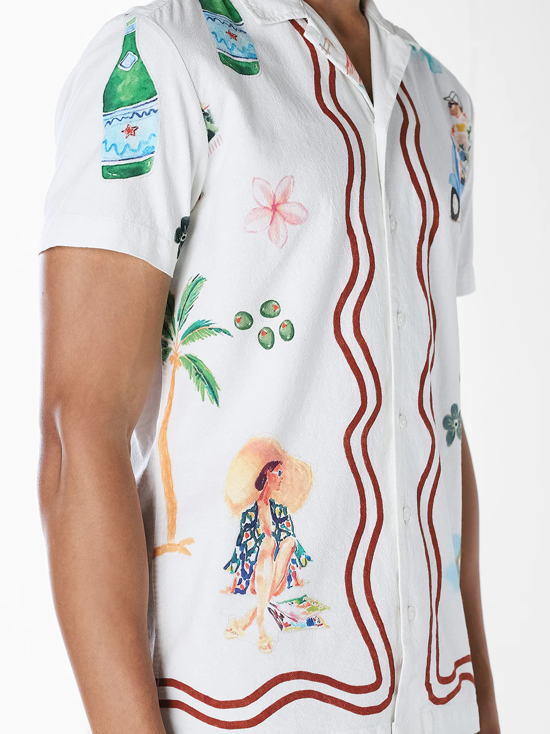 White Printed Comfort Fit Shirt - Image 6