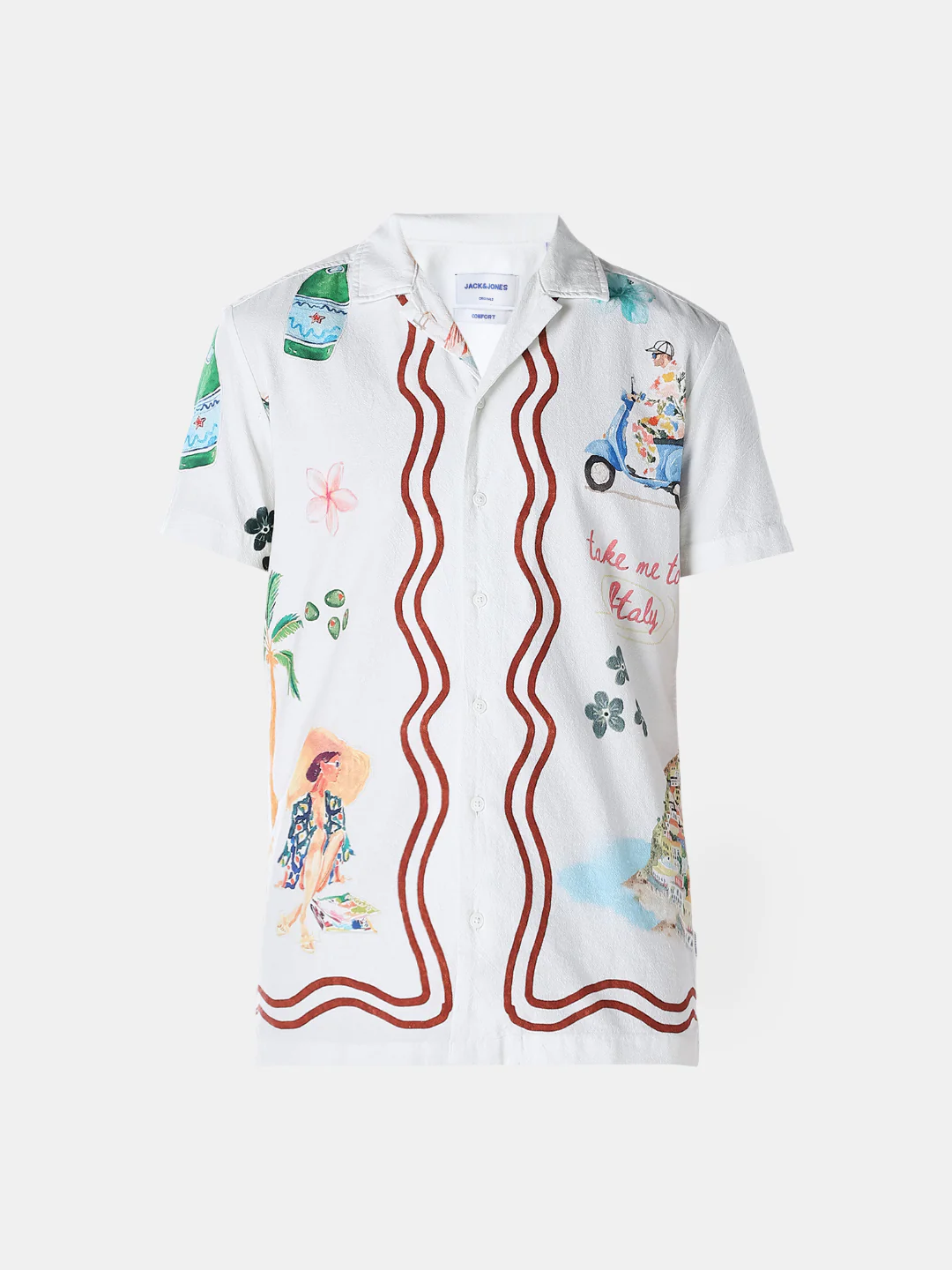 White Printed Comfort Fit Shirt - Image 8
