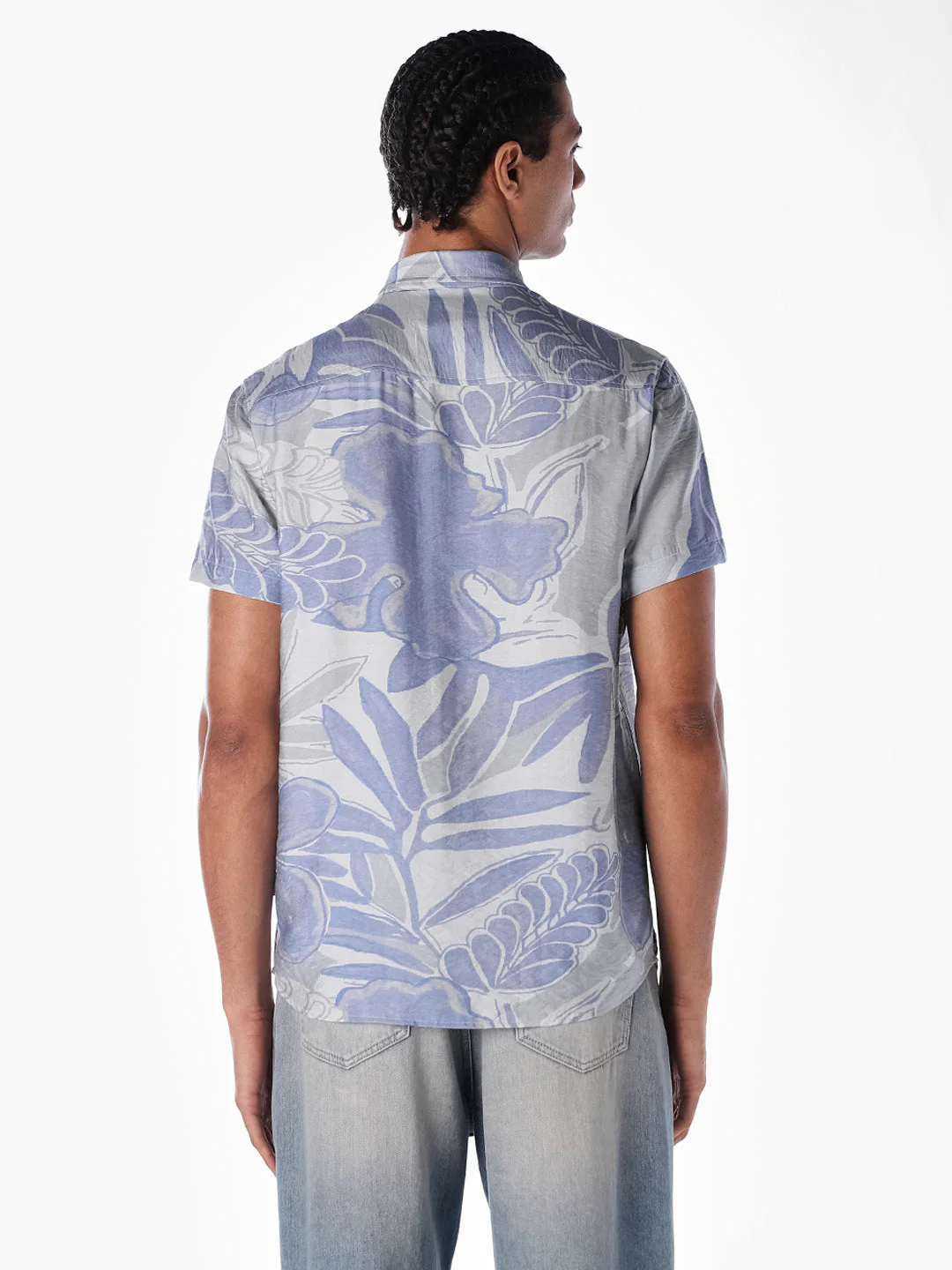 Blue Floral Comfort Fit Shirt - Image 4