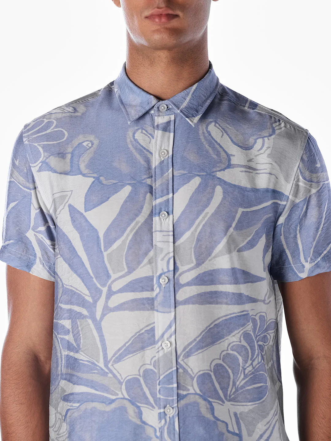 Blue Floral Comfort Fit Shirt - Image 5