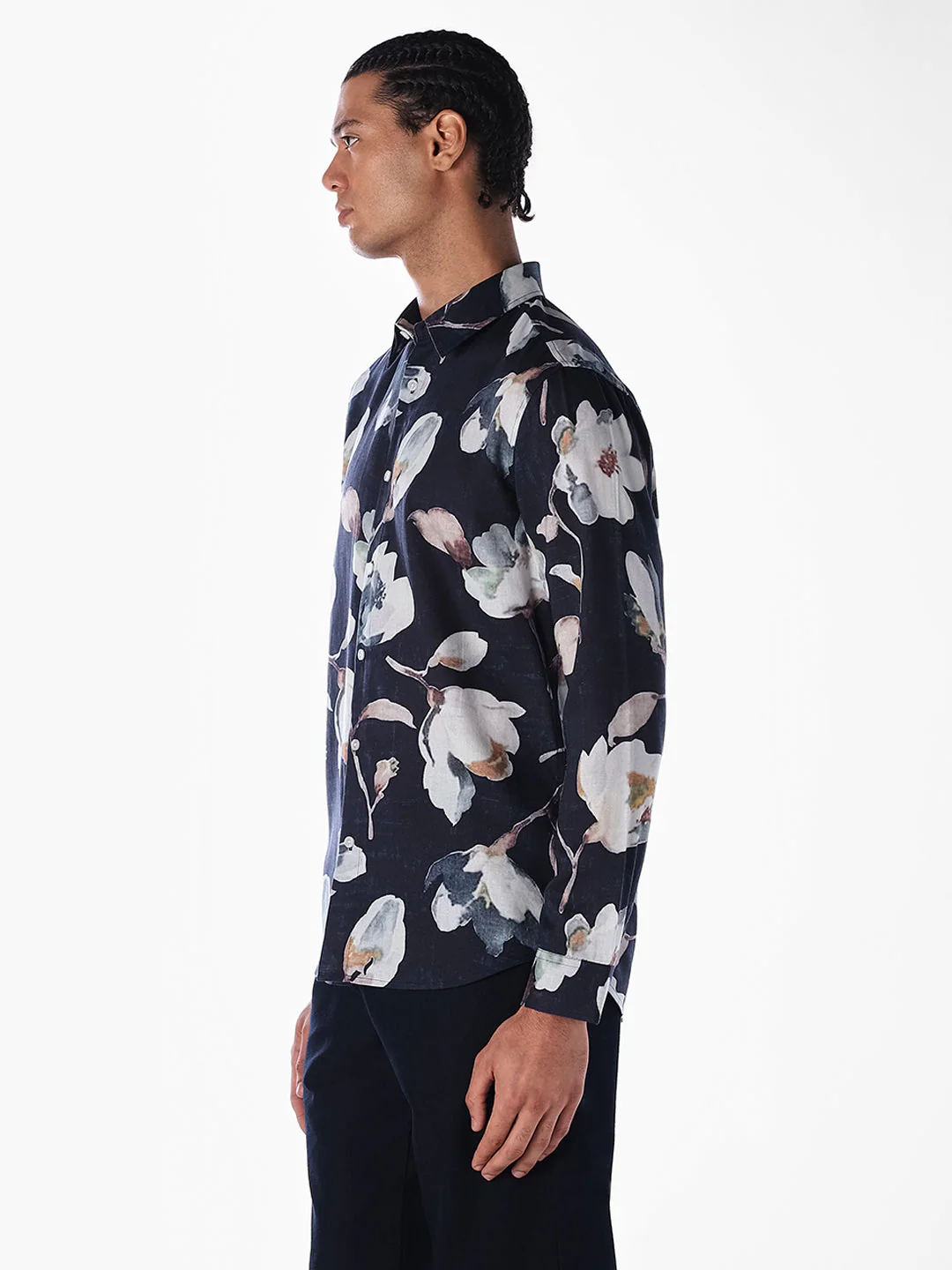 Black Floral Slim Fit Shirt - Image 3