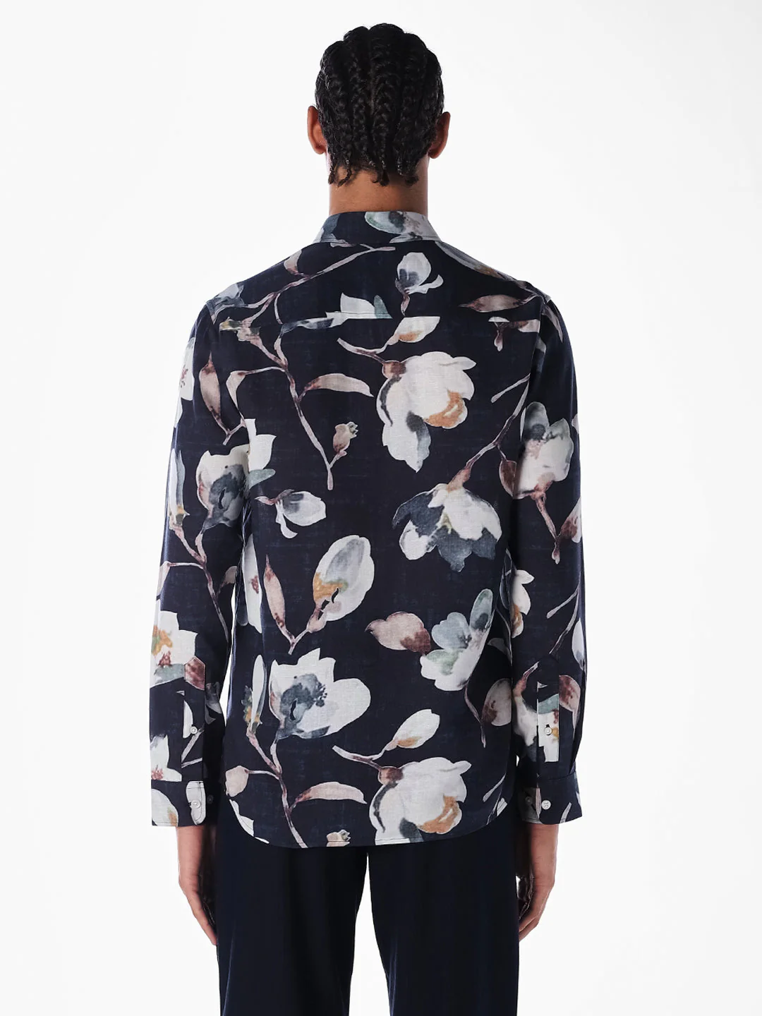 Black Floral Slim Fit Shirt - Image 4