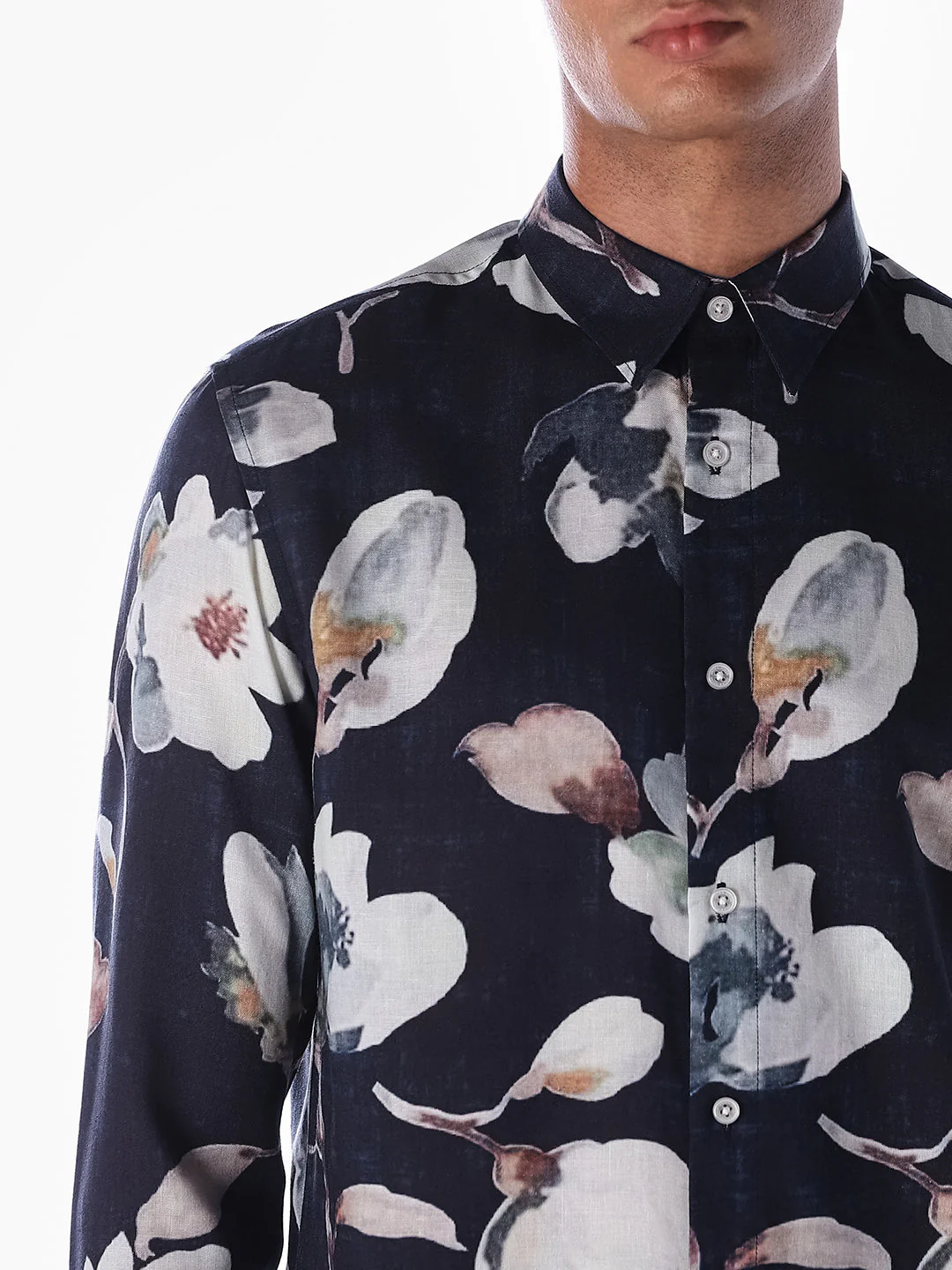Black Floral Slim Fit Shirt - Image 5