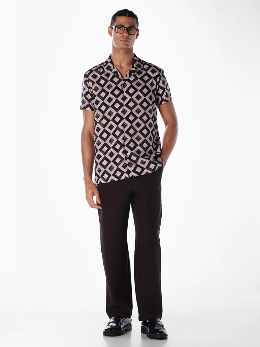 Geometric Print Comfort Fit Shirt - Image 6