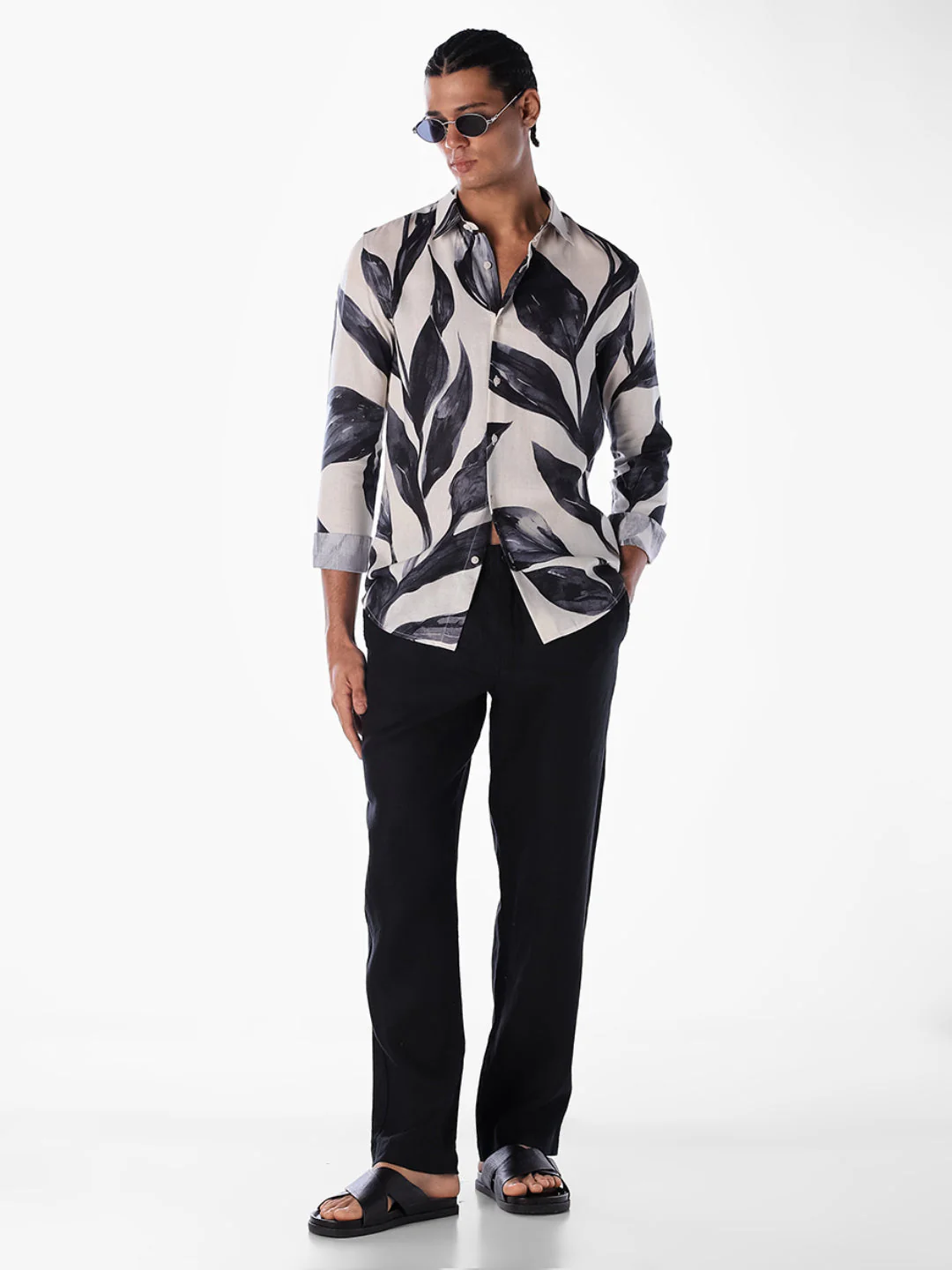 Floral Slim Fit Linen Blend Shirt - Image 6