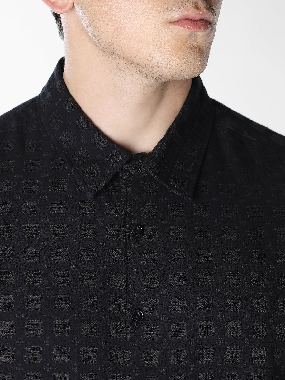 Jacquard Regular Fit Full Sleeves Shirt - Image 5