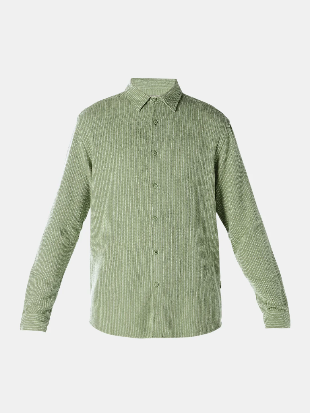 Green Textured Full Sleeves Shirt - Image 7