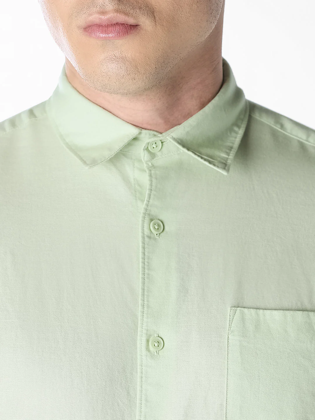 Pastel Green Linen Short Sleeves Shirt - Image 5