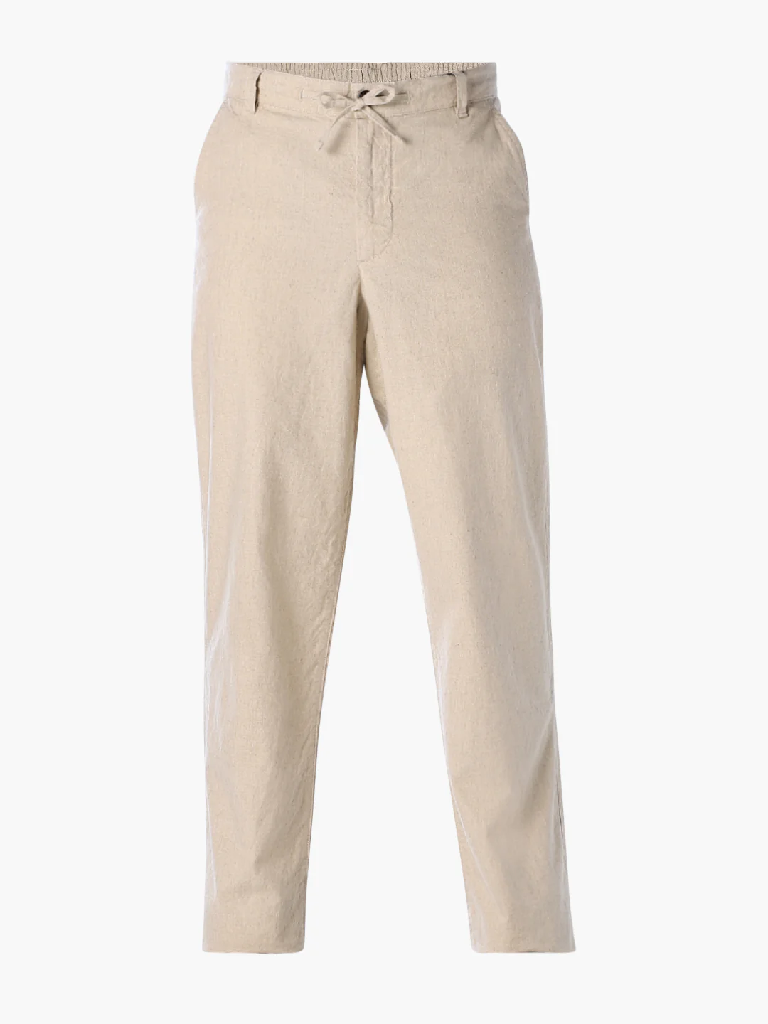 Men's Linen Blend Beige Solid Regular Fit Chinos - Image 7