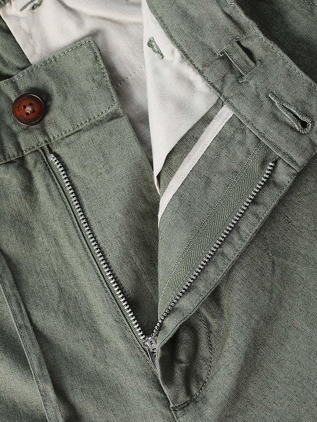 Green Linen Blend Chino Shorts - Image 5