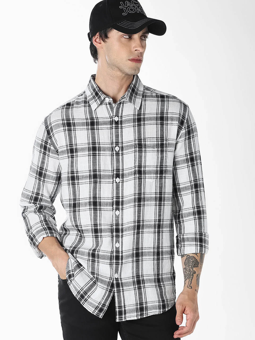 White Check Cotton Shirt
